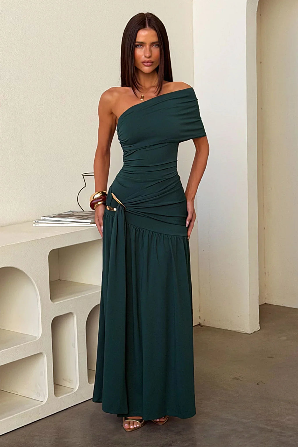 Aveline Strapless Wrap Maxi Dress - Emerald