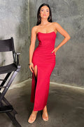 Lane Strapless Maxi Dress - Red