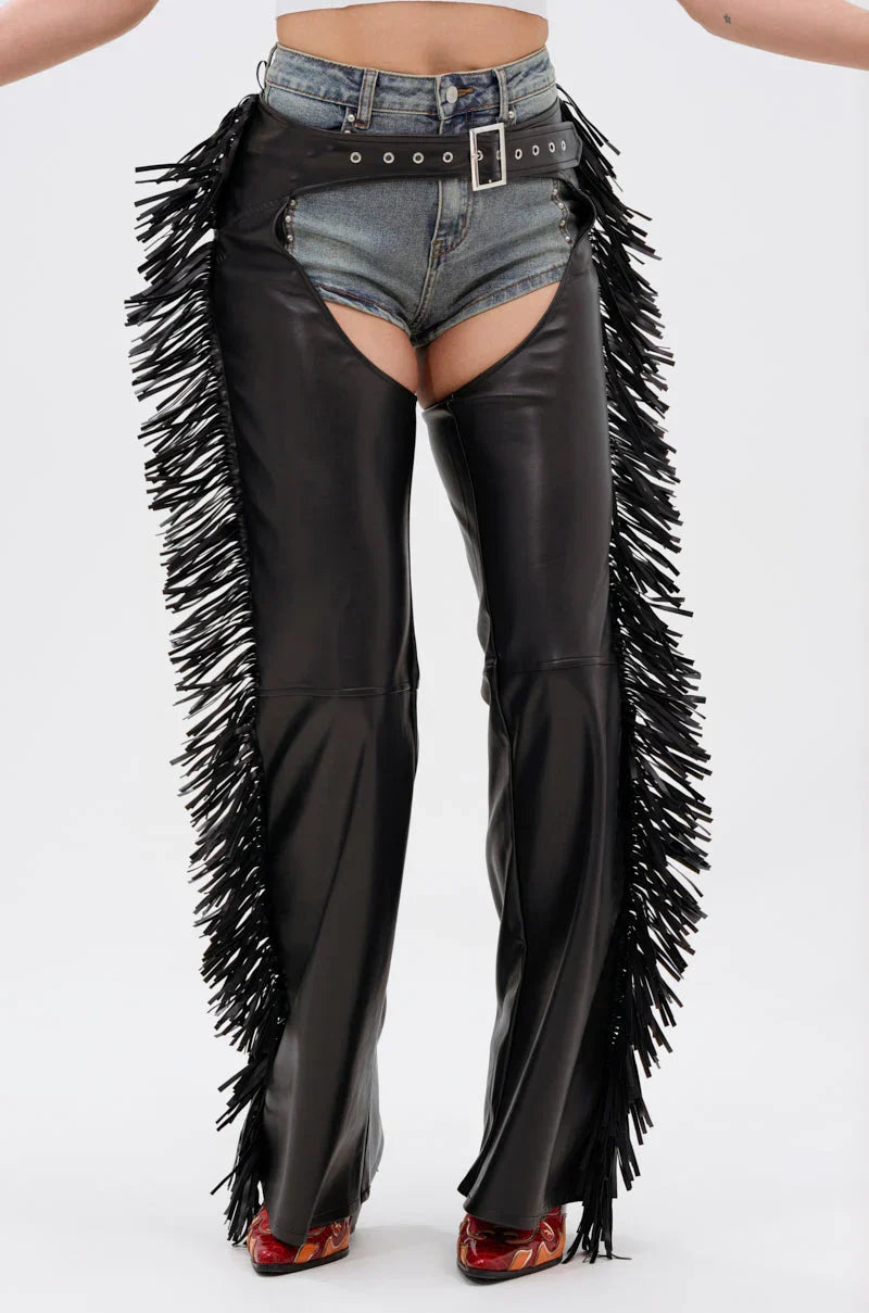 Rodeo Fringe Faux Leather Chaps
