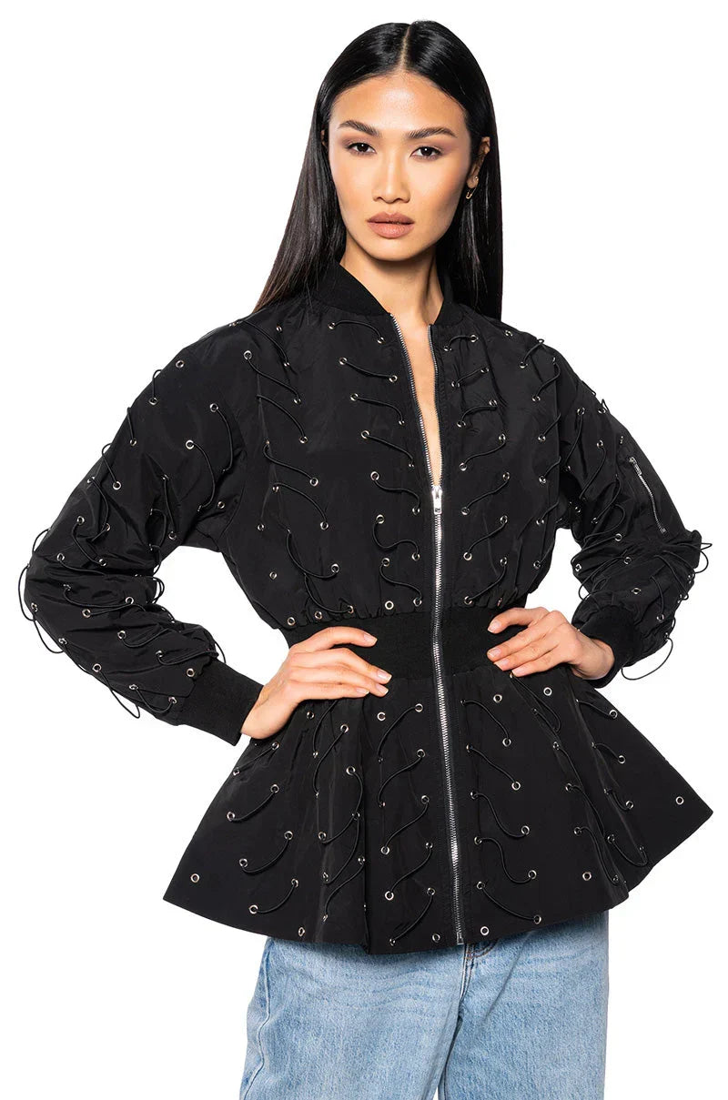 Eye Knew It Cinched Bomber Jacket
