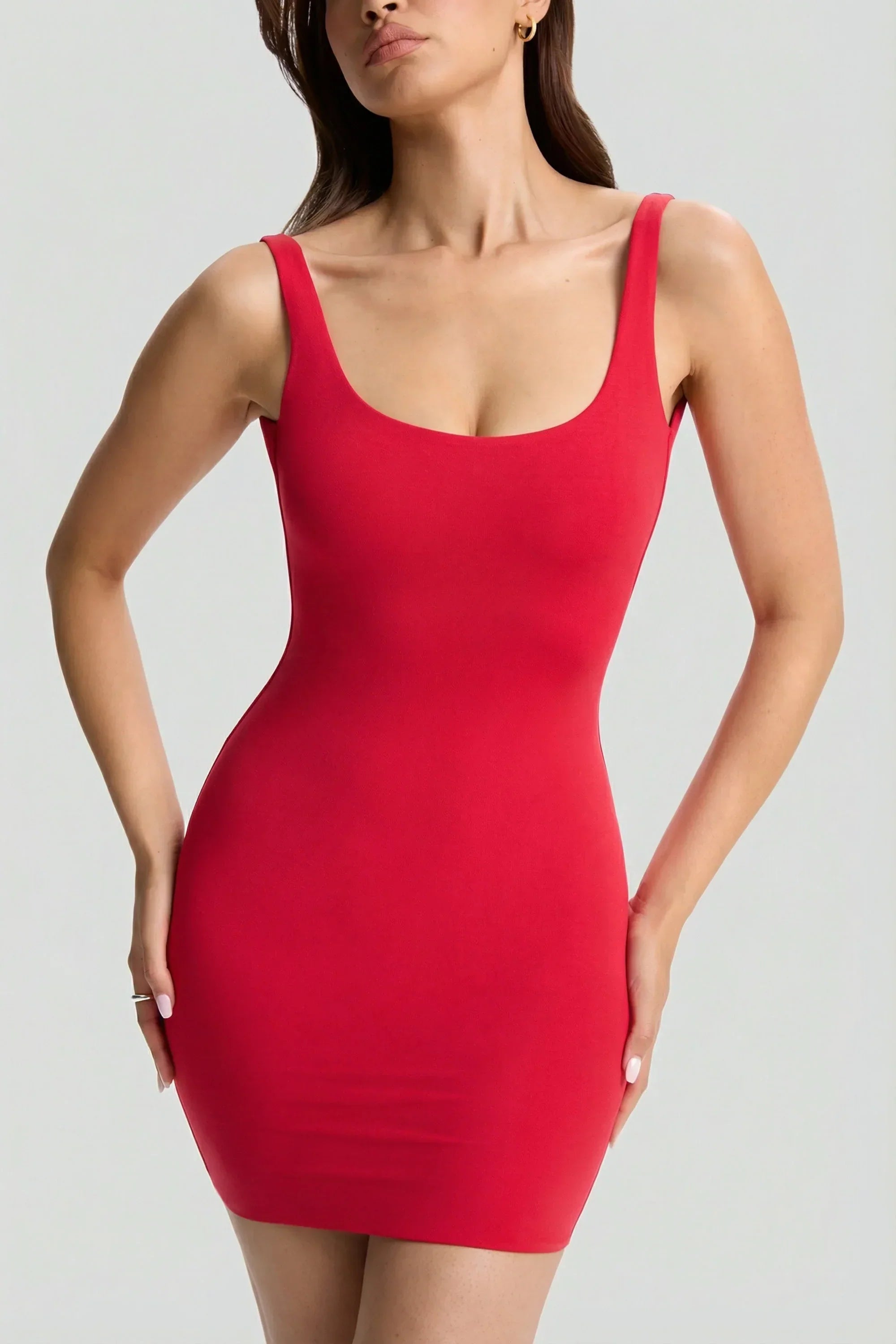 Low-Back Bodycon Mini Dress In Cherry Red