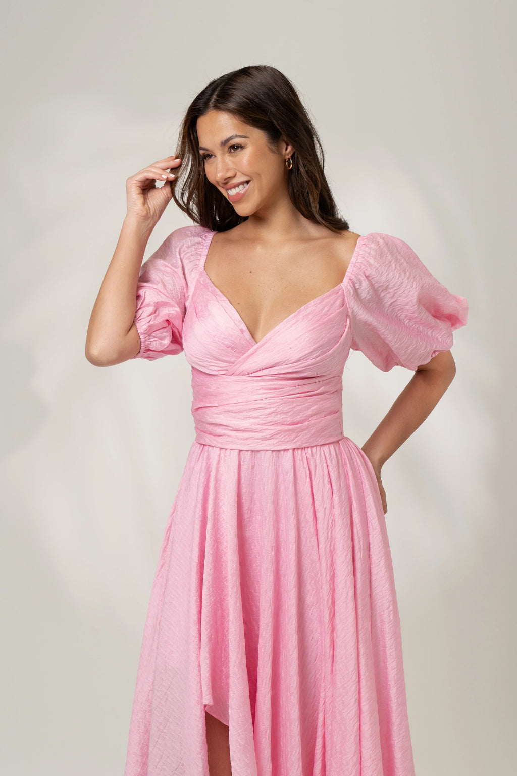 Bridget Puff Sleeve Maxi Dress With Side Slit