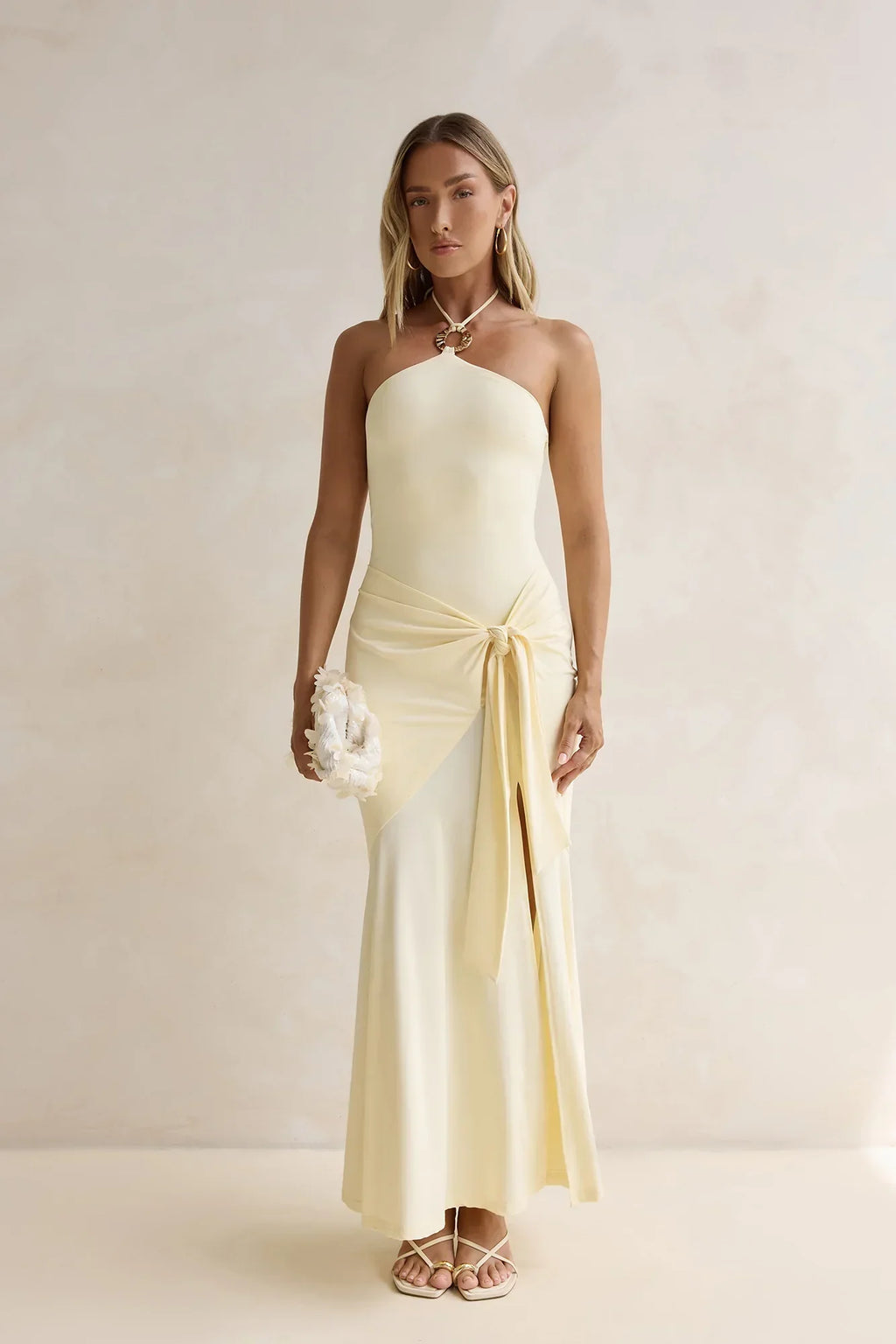 Crystal Sands Halter Maxi Dress Yellow