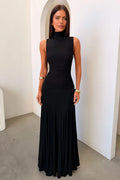 Nixie High Neck Maxi Dress - Black