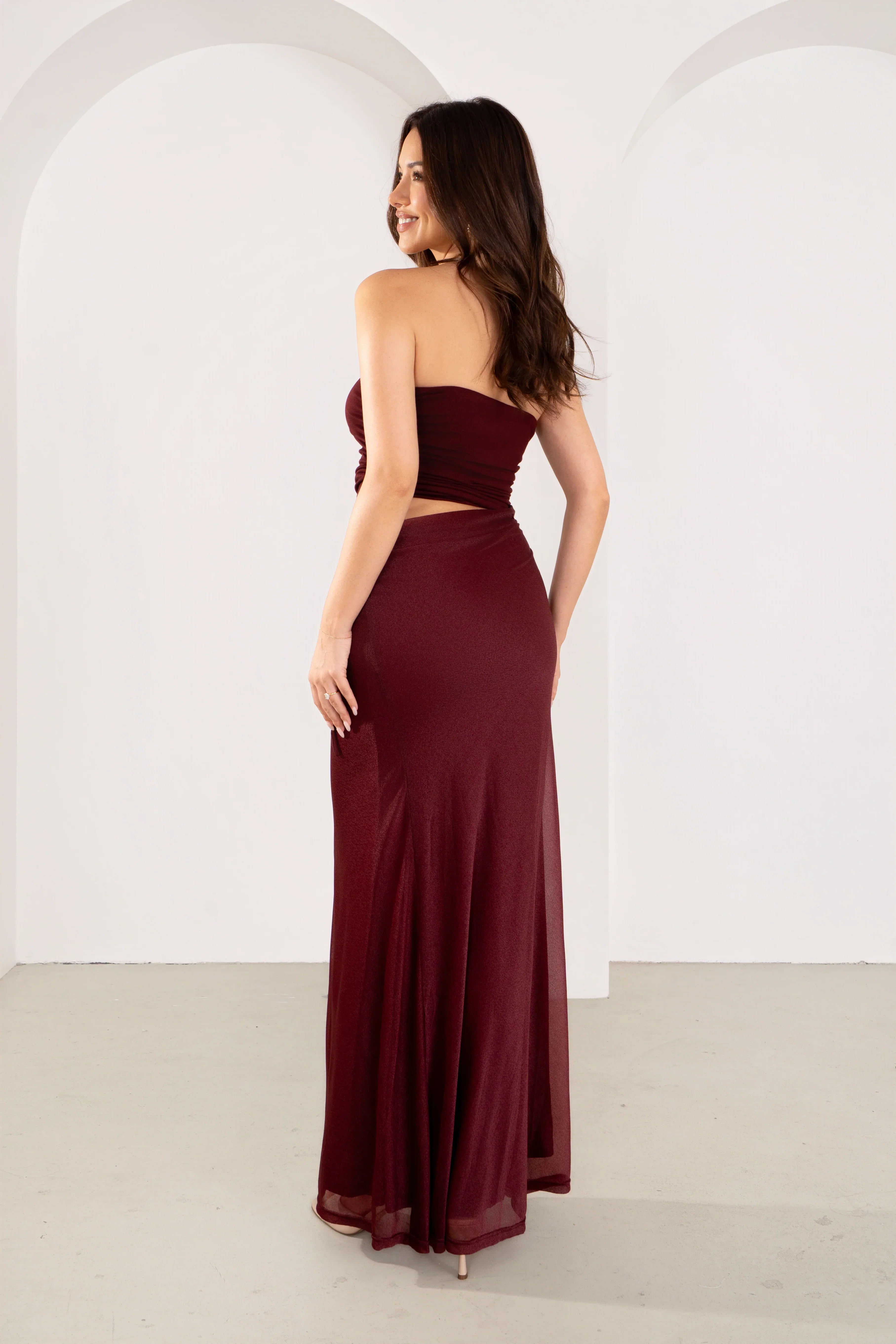 Dalena Strapless Maxi Dress With Cutout