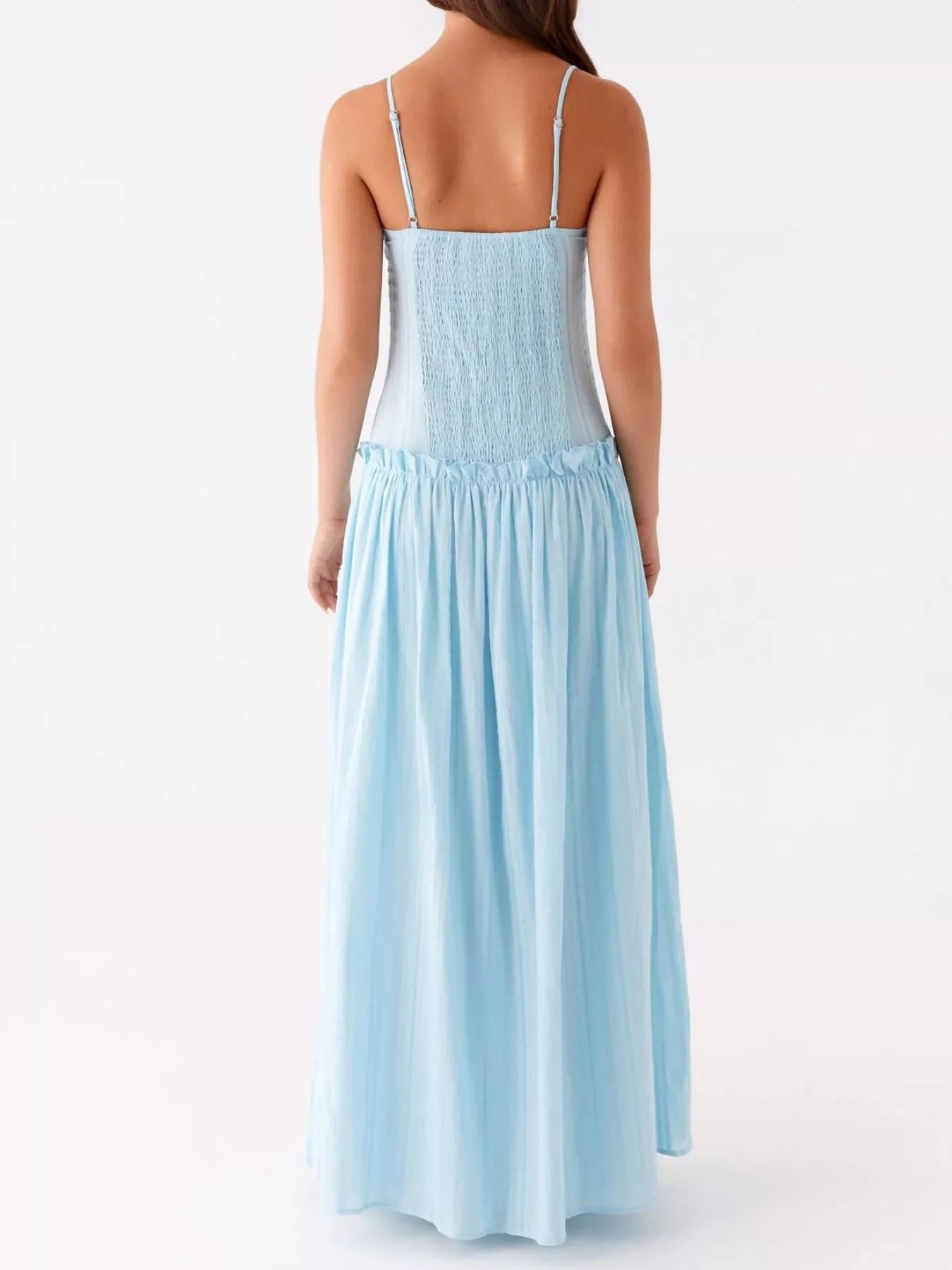Frill Spaghetti Strap Maxi Dress