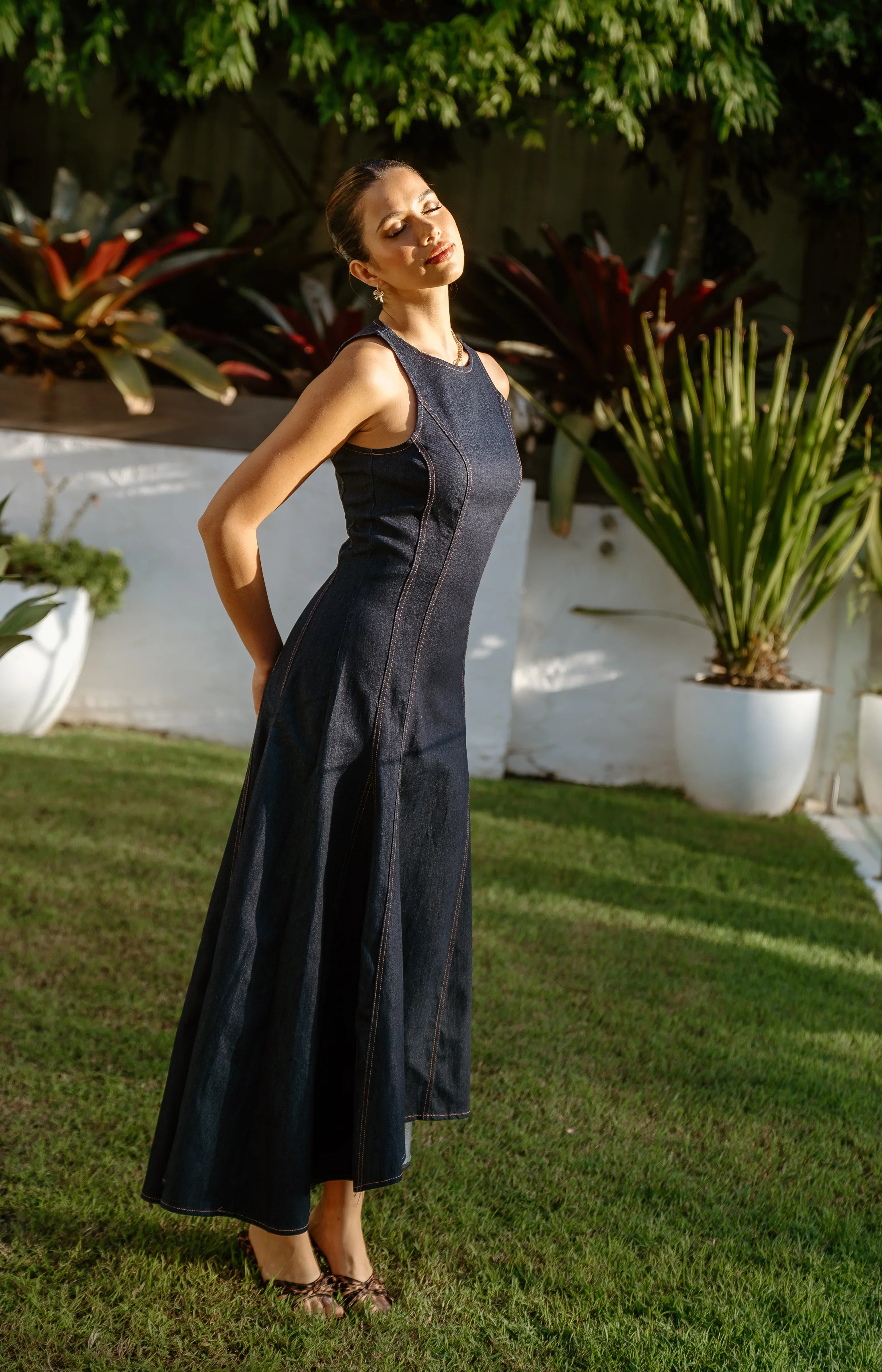 Delaney Denim Midi Dress