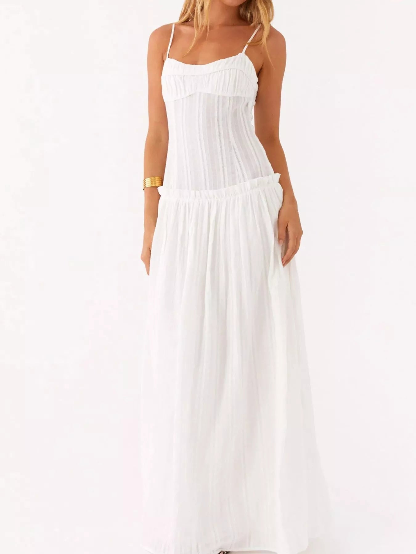 Frill Spaghetti Strap Maxi Dress