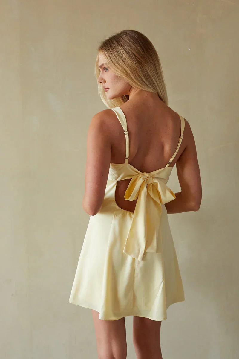 Lizzy Front Twist Tie Back Mini Dress