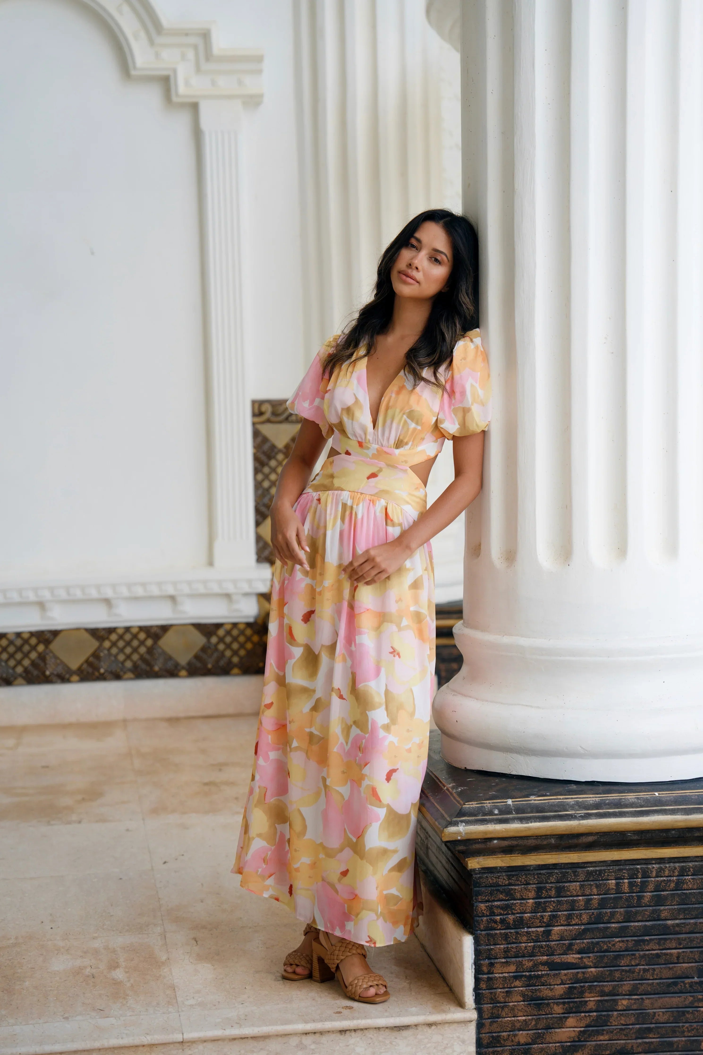 Bella Puff Sleeve Print Maxi Dress