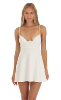 Rhinestone Mini Dress in White