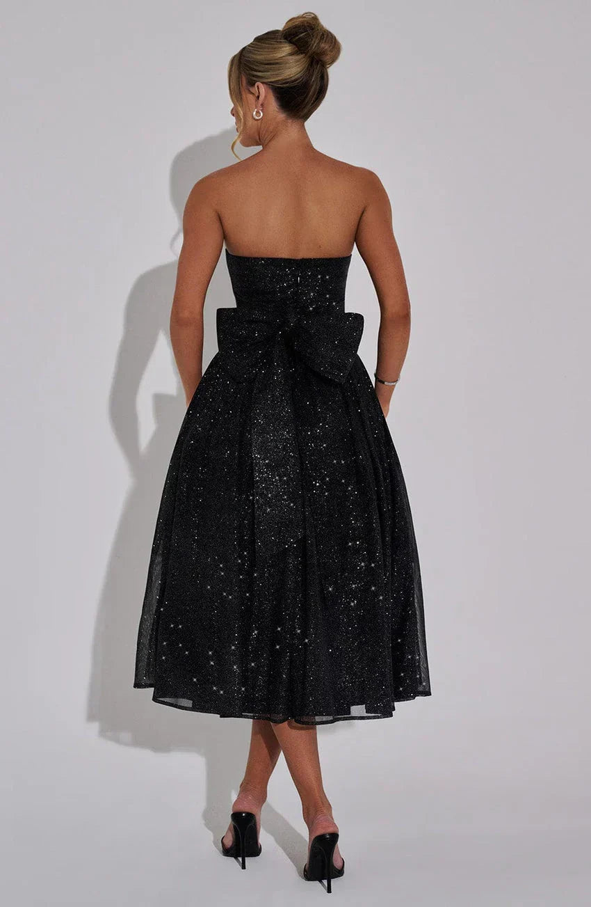 Marissa Midi Dress - Black Sparkle