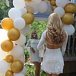 Golden Moon Long Sleeve Mini Dress White