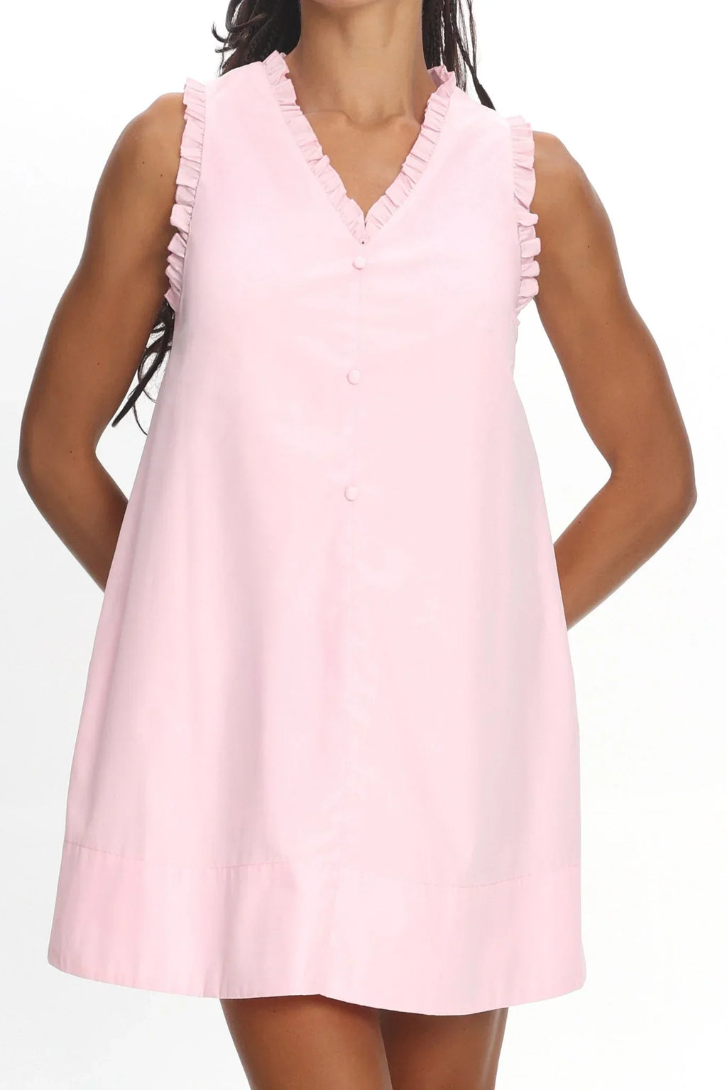 Marava Frill Trim Baby Doll Mini Dress Rosewater