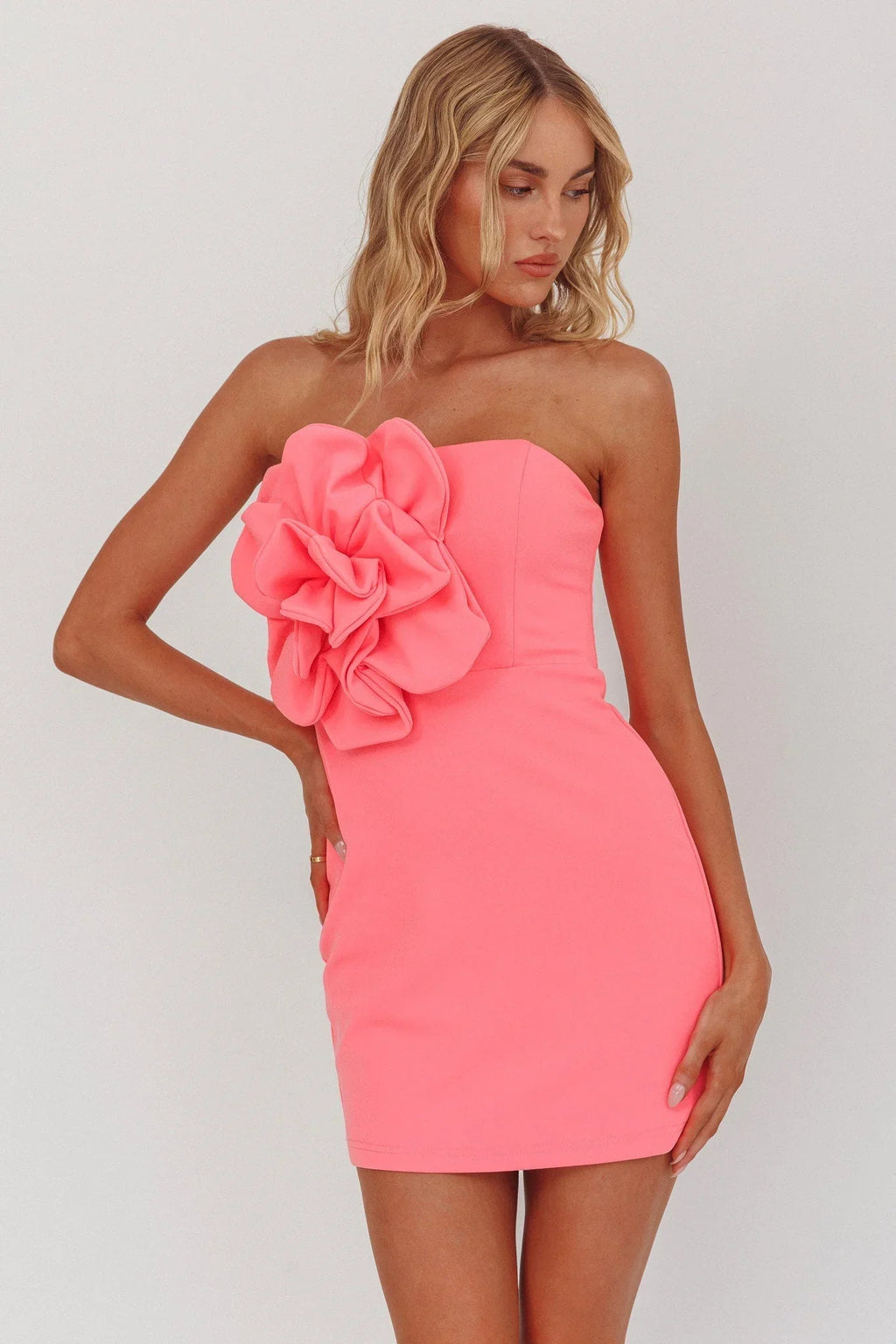 Rosalie Strapless Mini Dress Pink