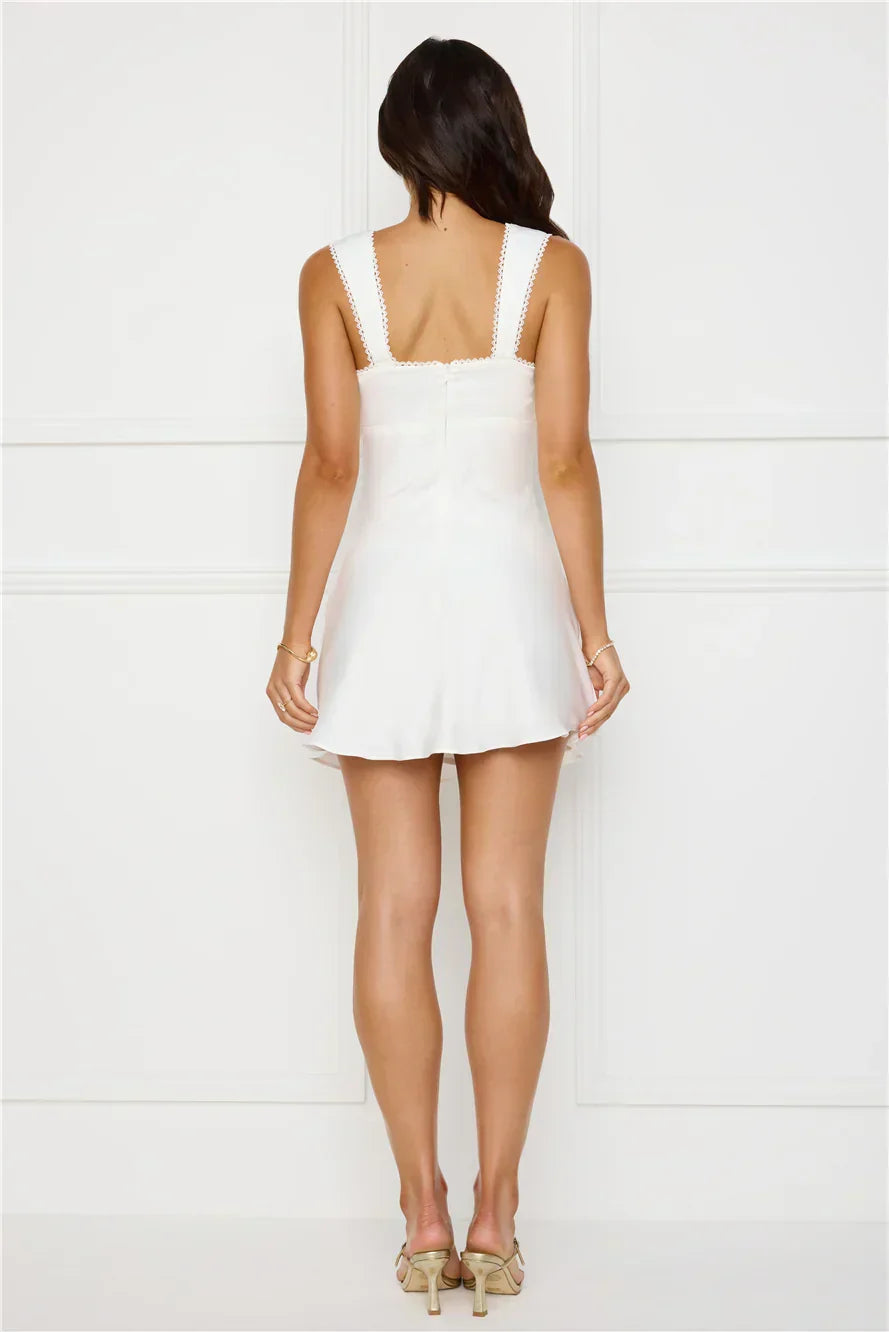 Exotic Flair Satin Mini Dress White