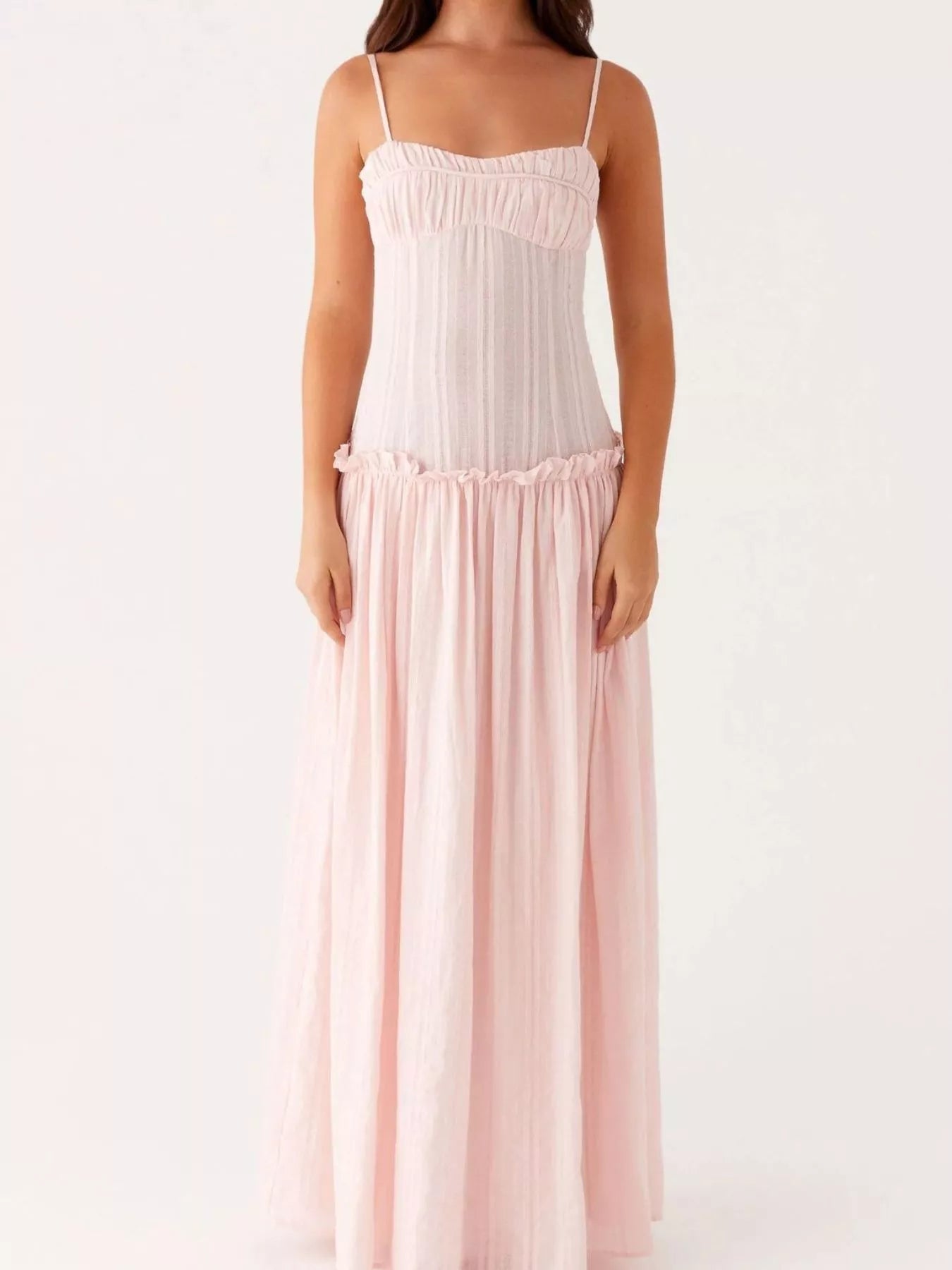 Frill Spaghetti Strap Maxi Dress