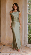Auria Off Shoulder Maxi Dress - Olive
