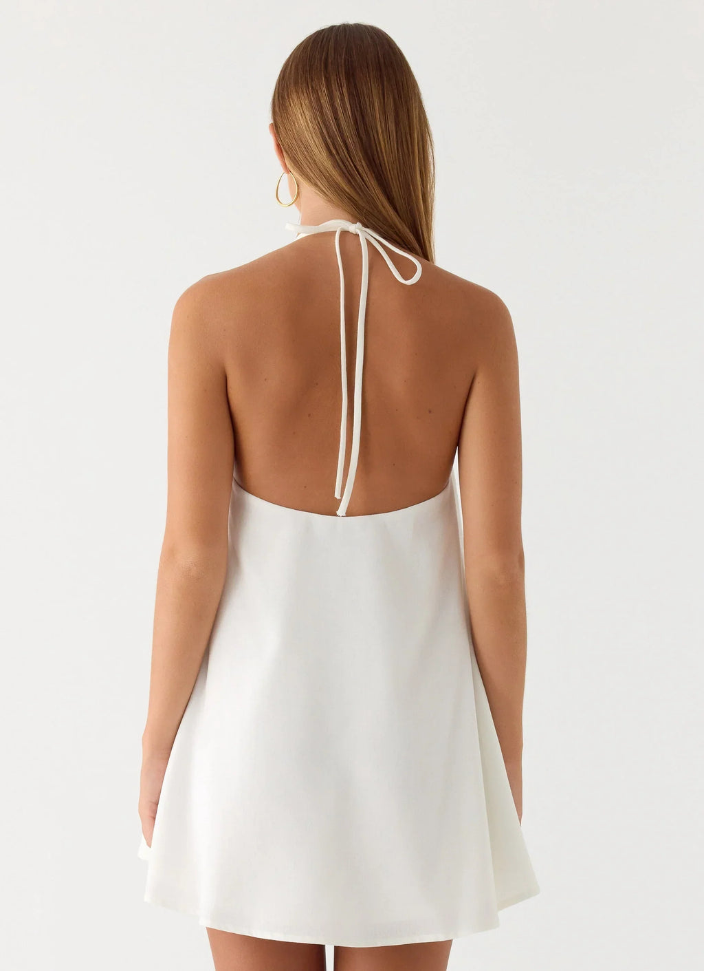 Soft Breeze Linen Mini Dress White