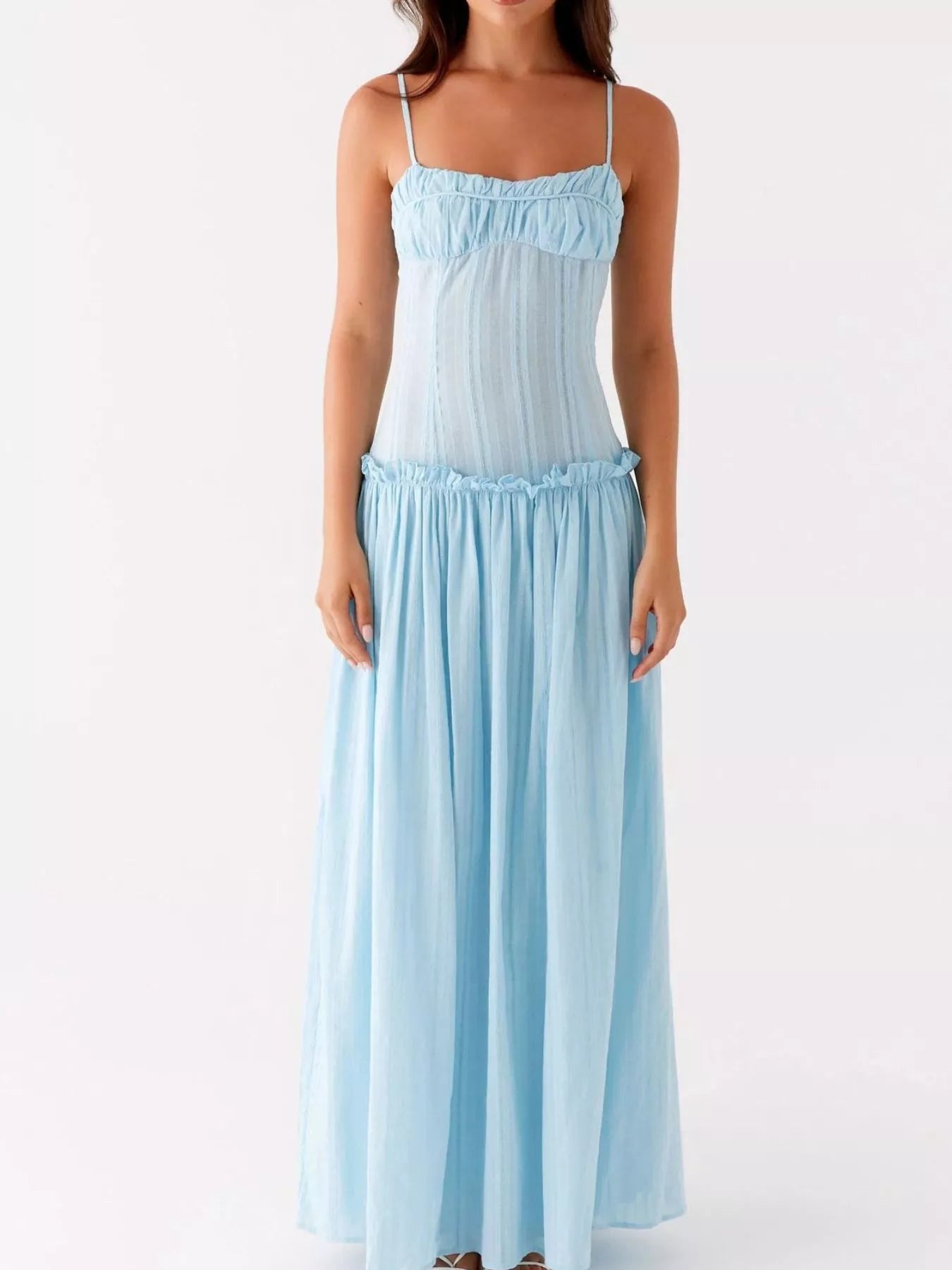 Frill Spaghetti Strap Maxi Dress