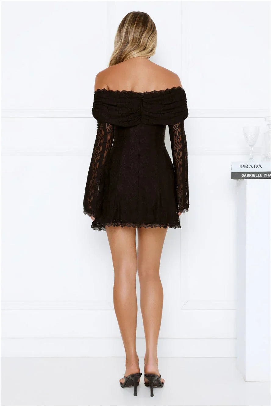 Secret Smile Lace Mini Dress Black