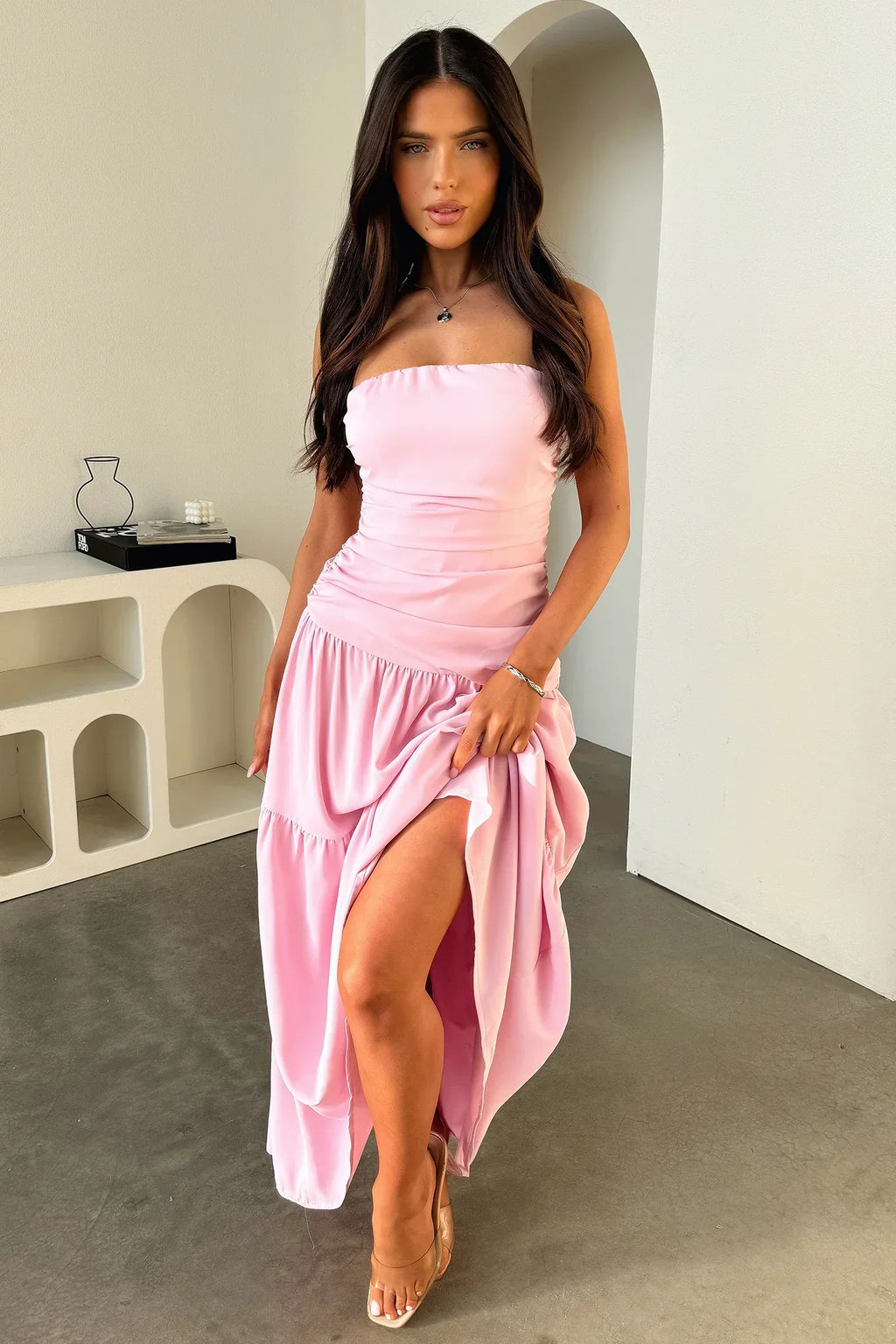 Charlotte Strapless Maxi Dress - Pink