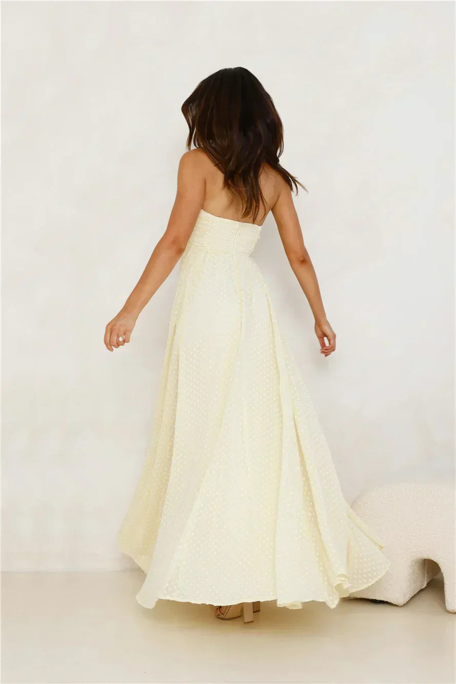 Secluded Grove Strapless Maxi Dress Yellow