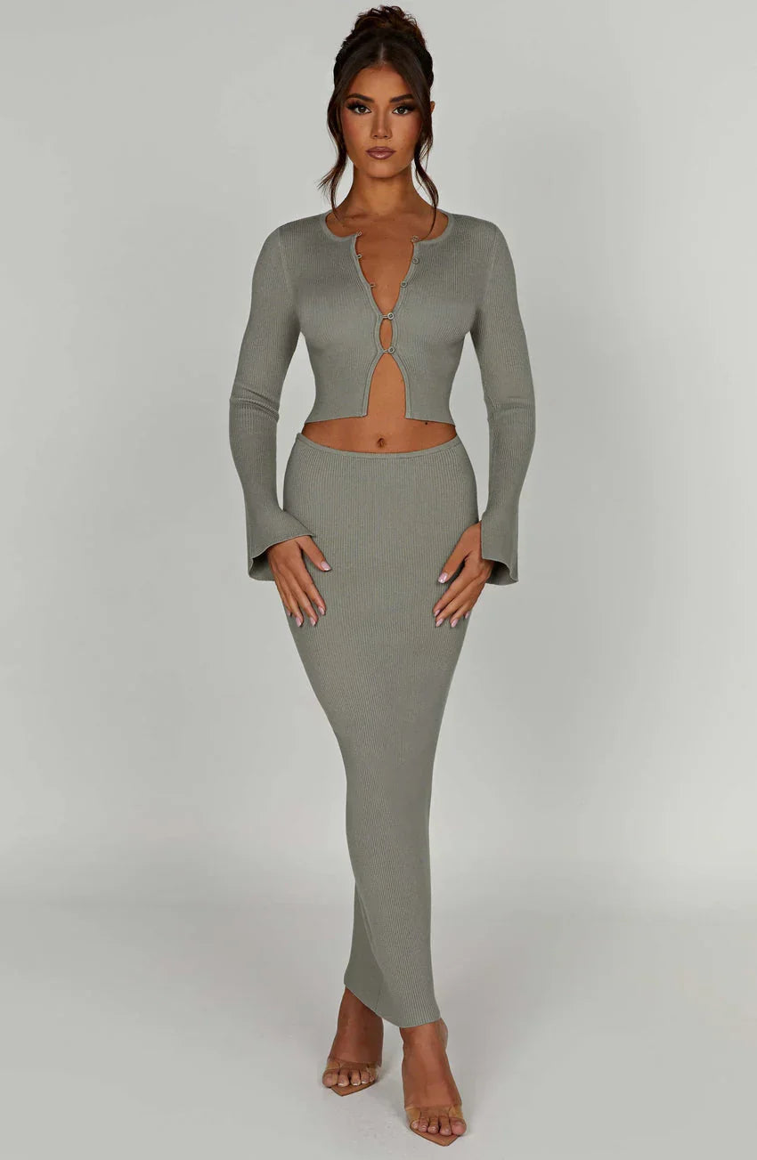 Elia Maxi Skirt - Khaki