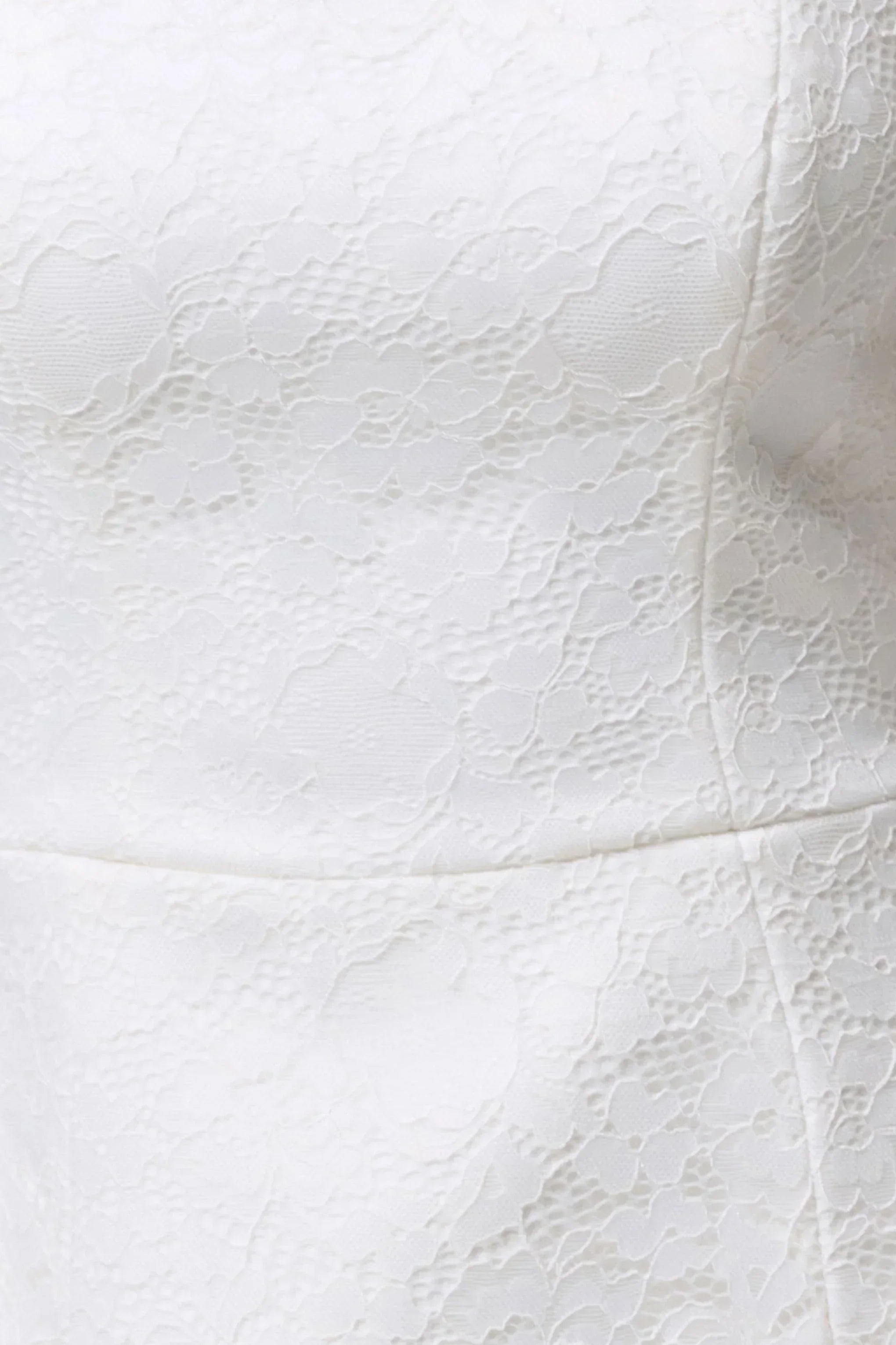 Bijou | White Square-Neck Lace Long-Sleeve Mini Dress