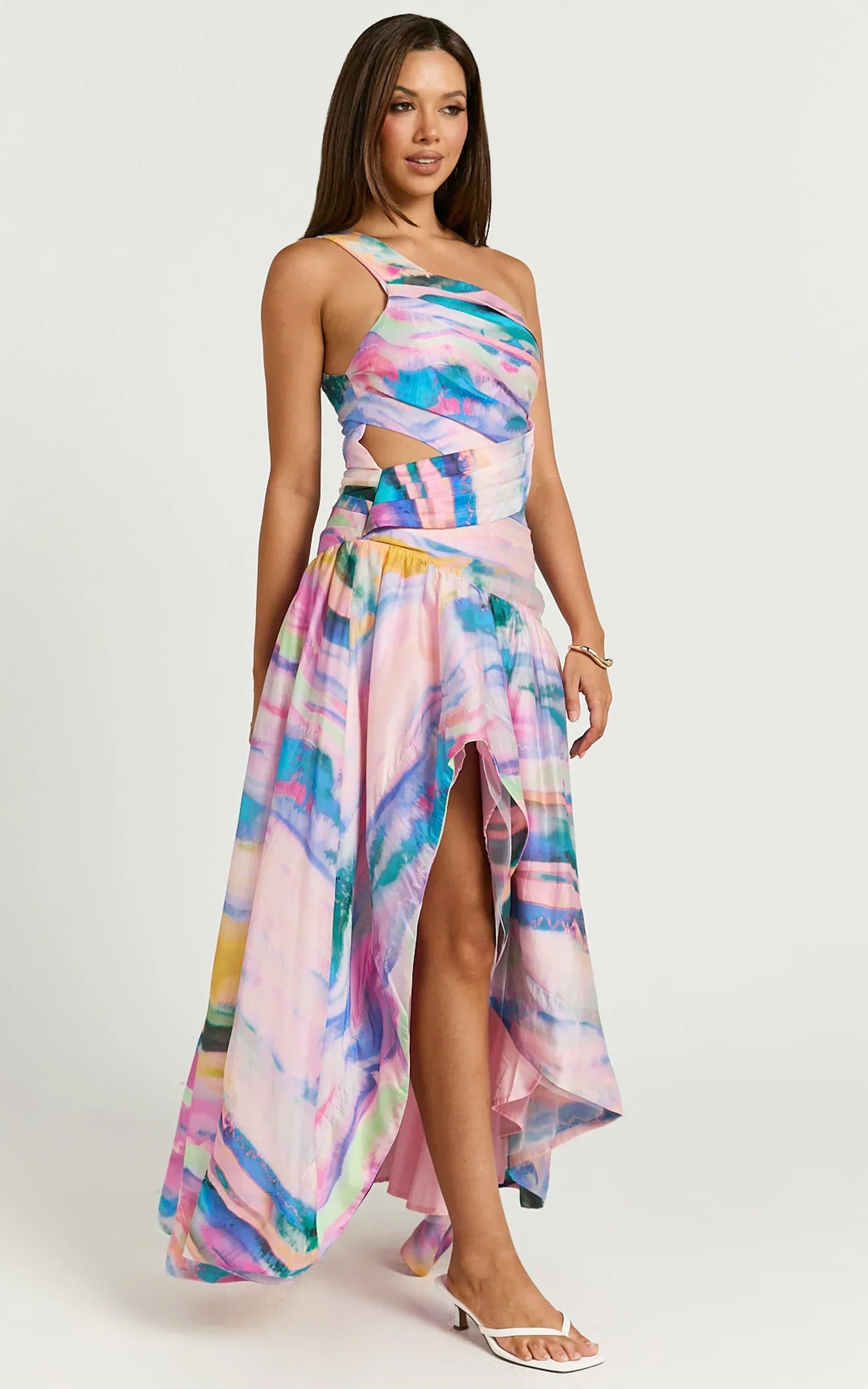 Amalie The Label - Keziah One Shoulder Asymmetric Maxi Dress - Int
