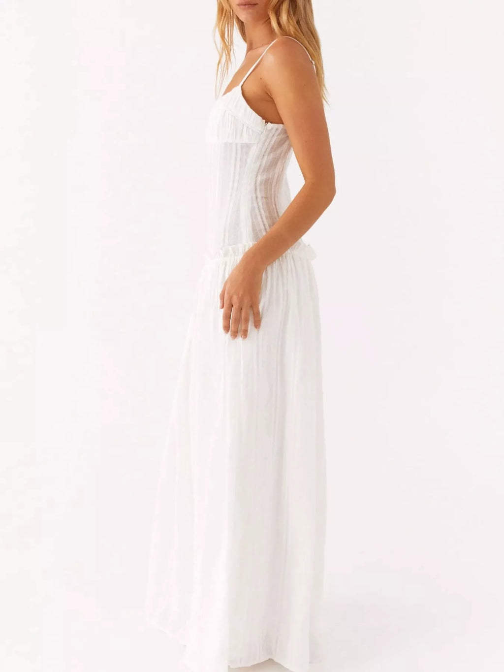 Frill Spaghetti Strap Maxi Dress