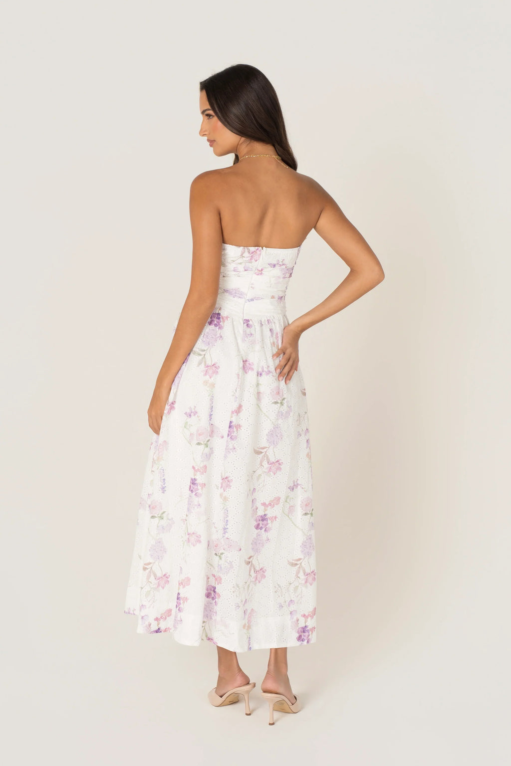 Freda White Floral Strapless Maxi Dress