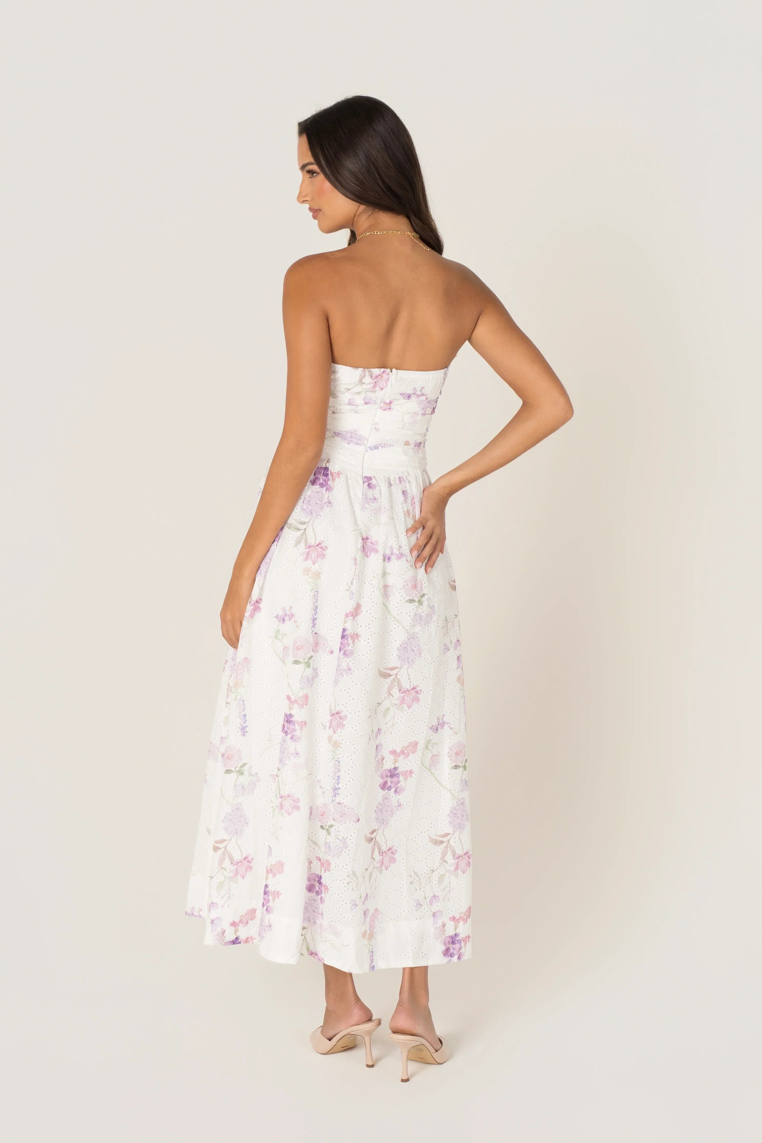 Freda White Floral Strapless Maxi Dress