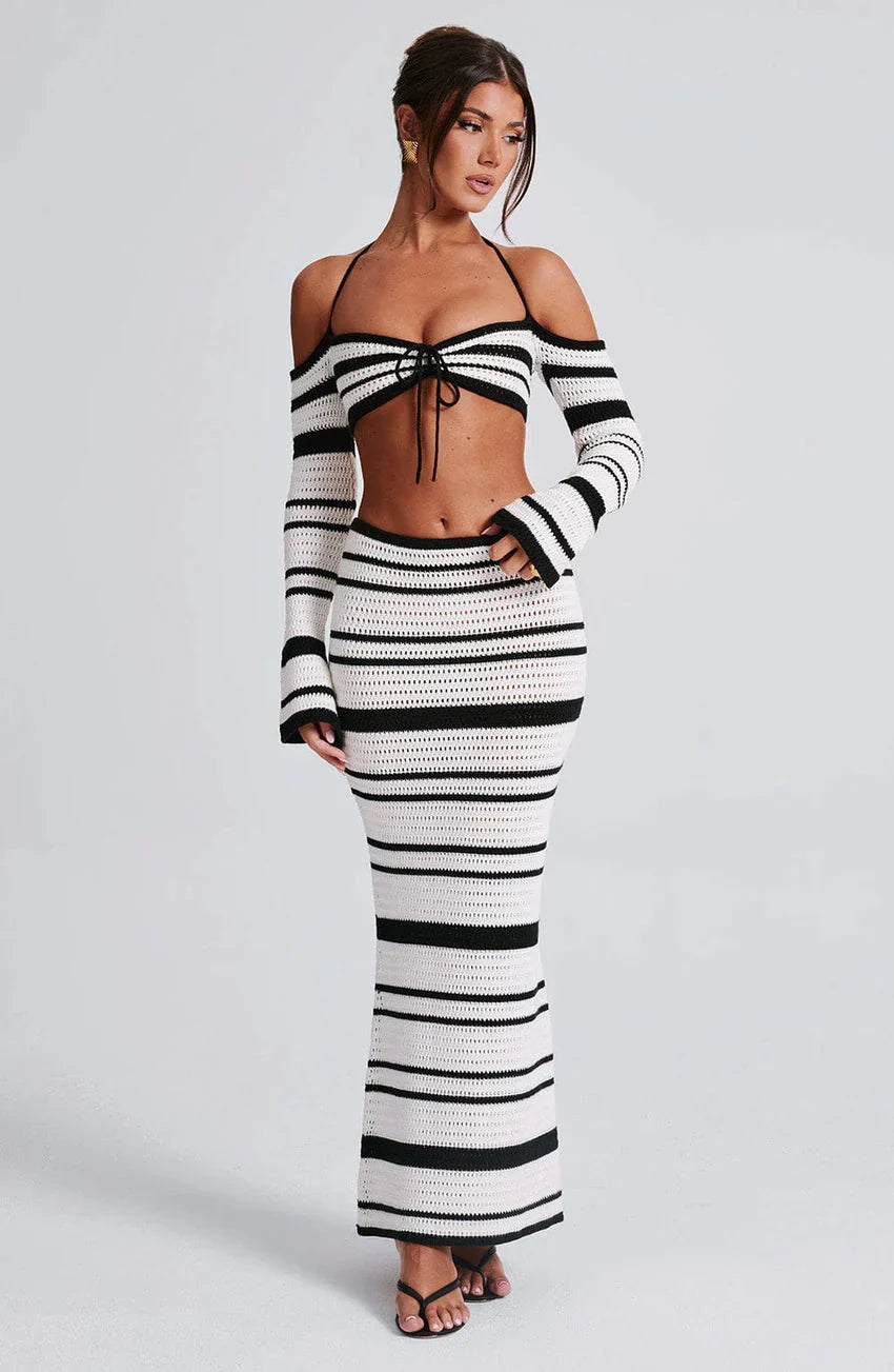 Georgia Maxi Skirt - Black/White