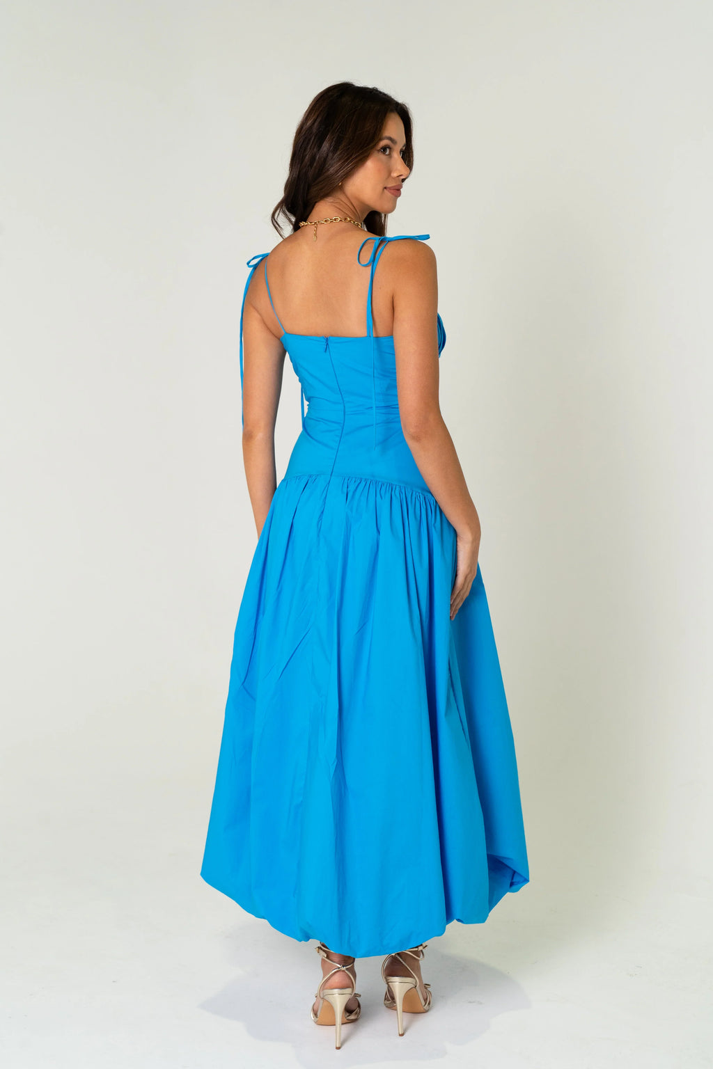 Grace Blue Balloon Skirt Maxi Dress