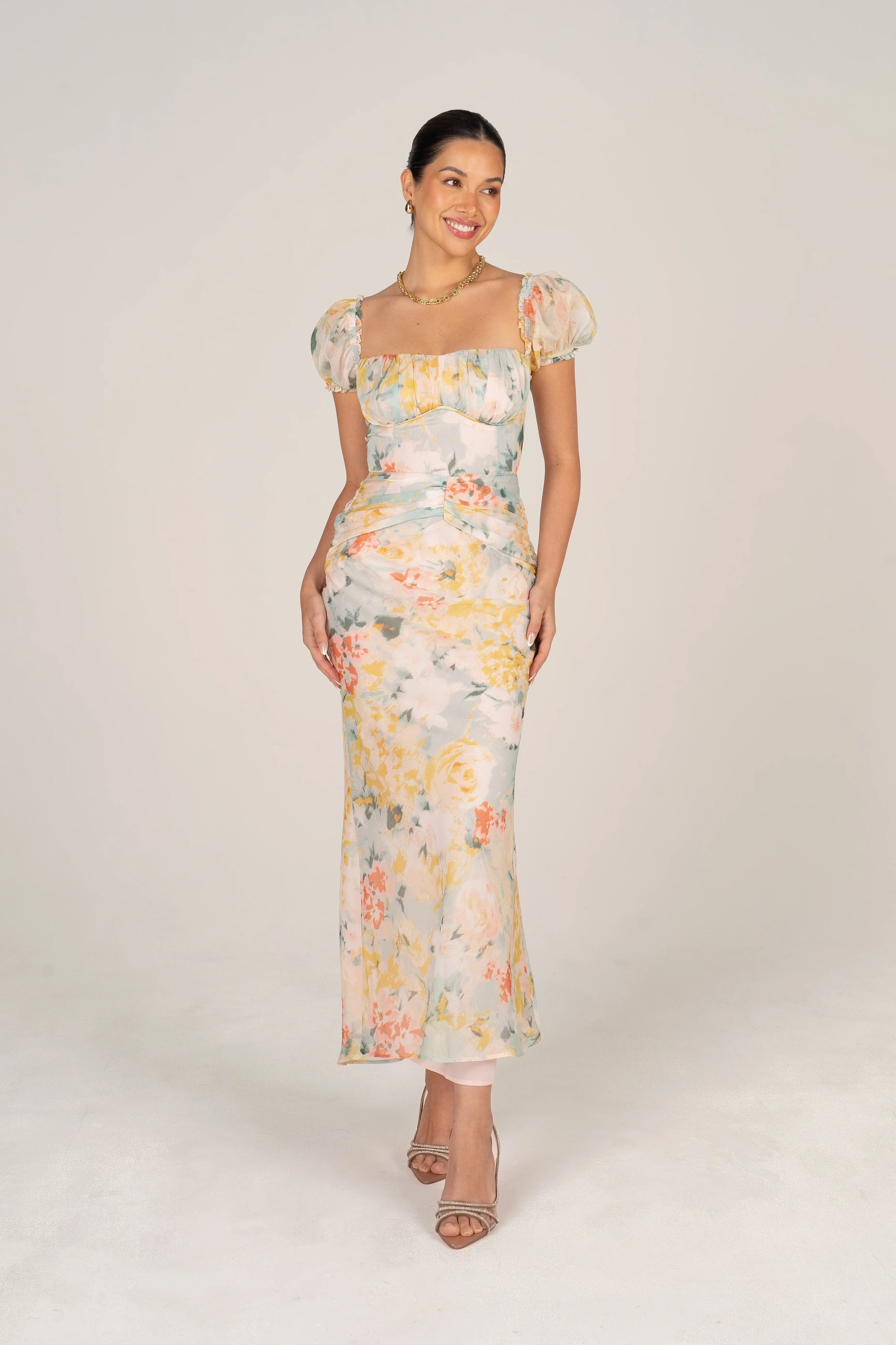 Simone Puff Sleeve Midi Dress