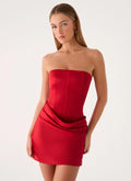 Alva Strapless Mini Dress - Cherry
