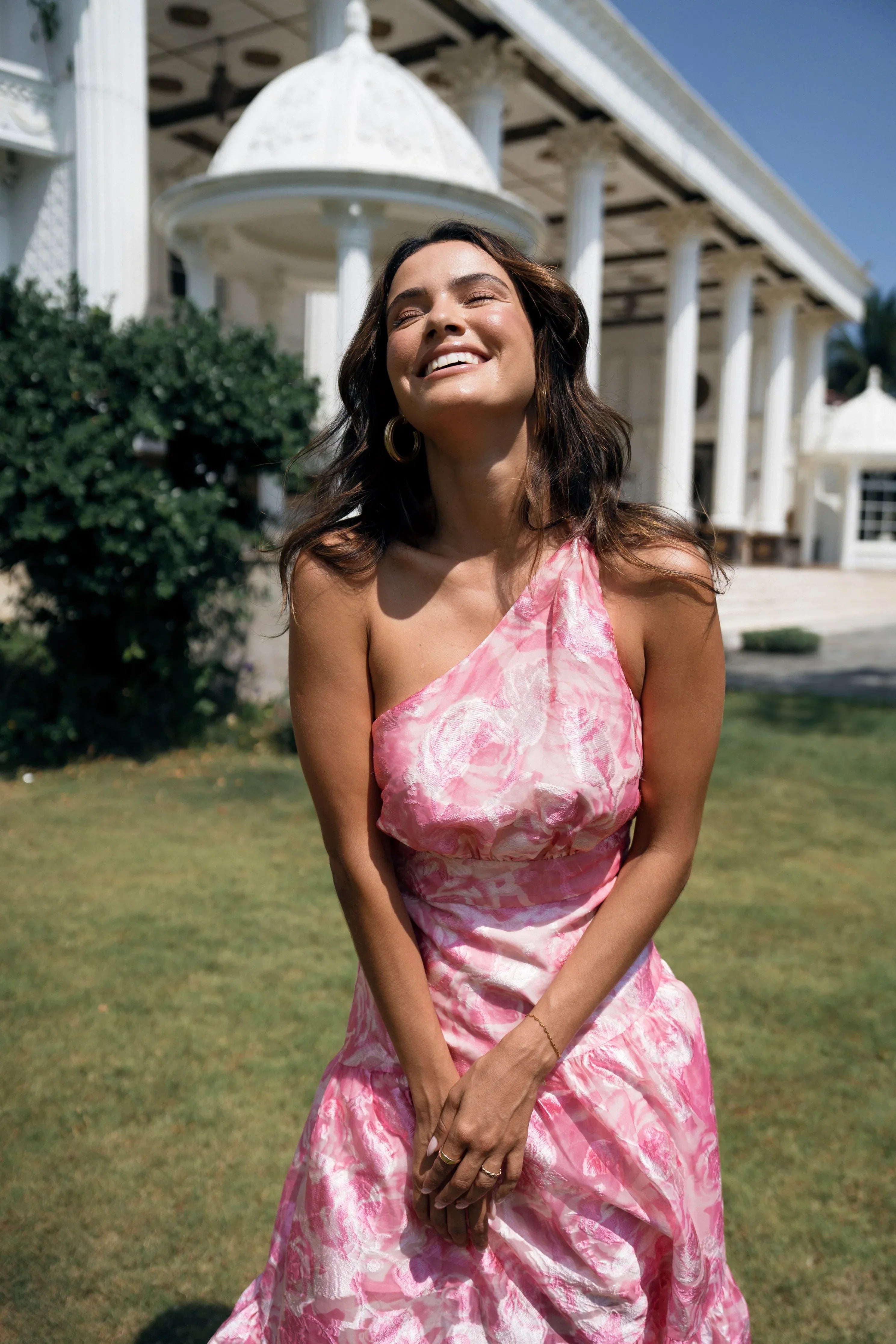 Monica One Shoulder Pink Maxi Dress