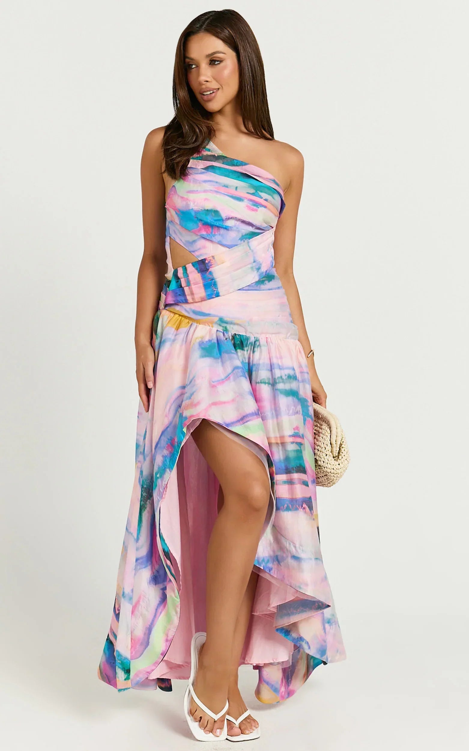 Amalie The Label - Keziah One Shoulder Asymmetric Maxi Dress - Int