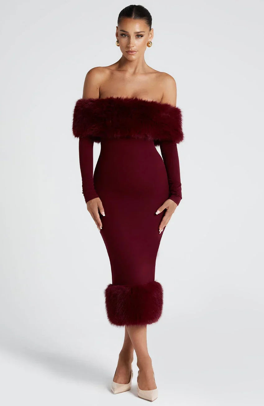 Vittoria Midi Dress - Wine