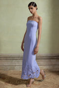 Samara | Purple Bandeau Maxi Dress With Cut-Out Crochet Hem