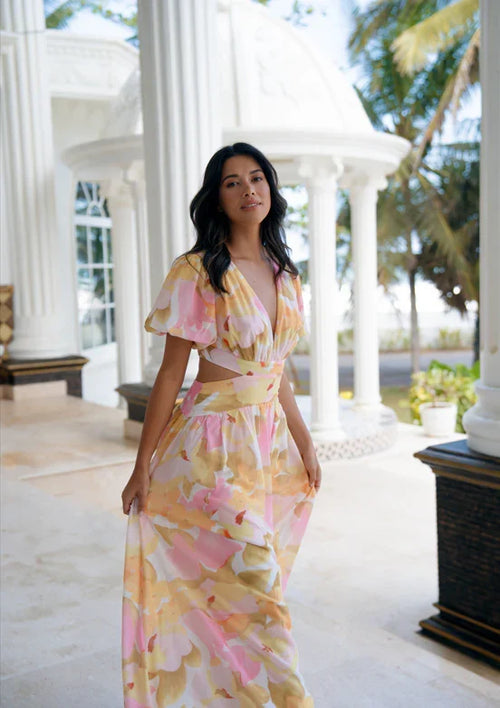 Bella Puff Sleeve Print Maxi Dress