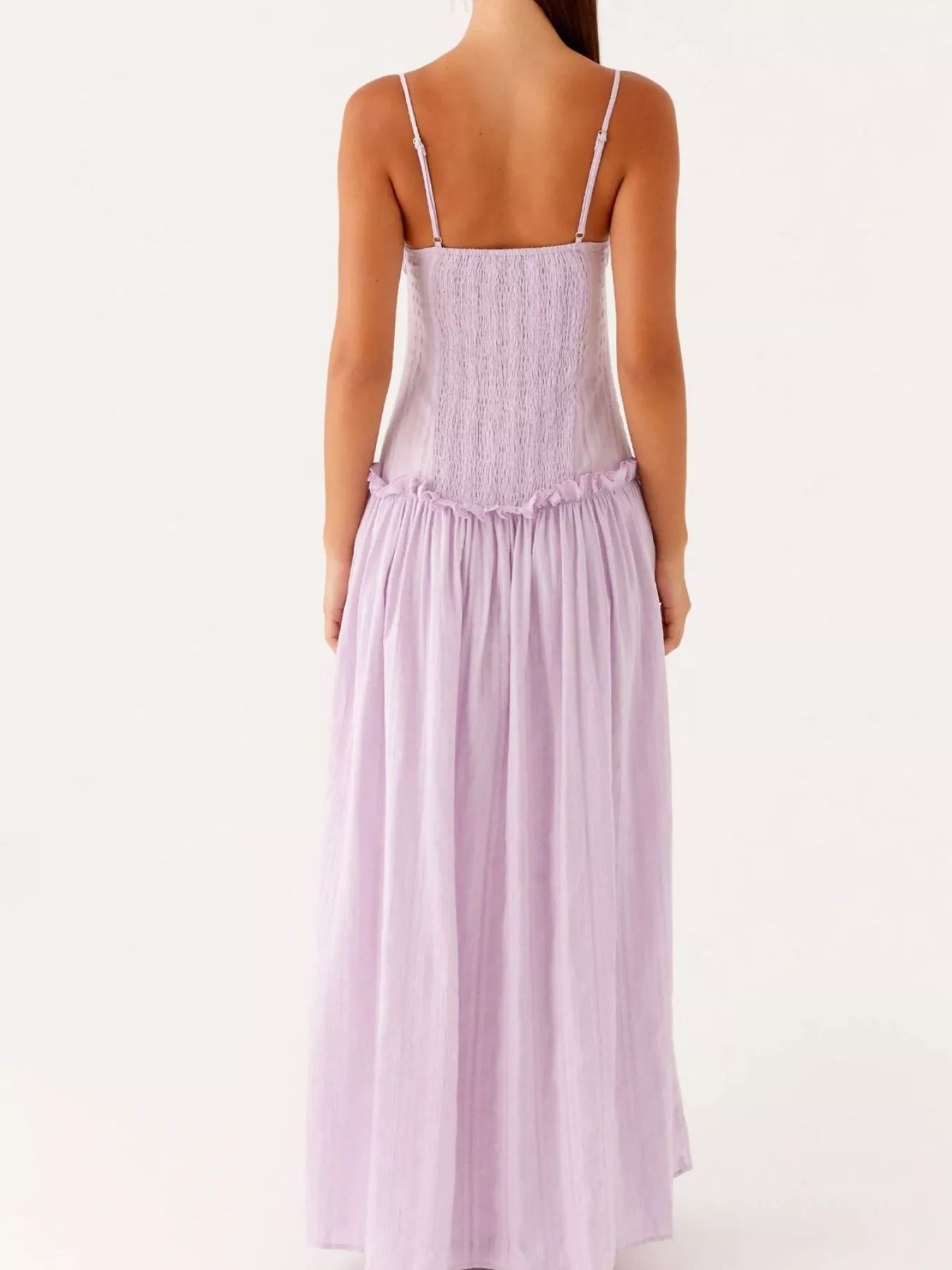 Frill Spaghetti Strap Maxi Dress