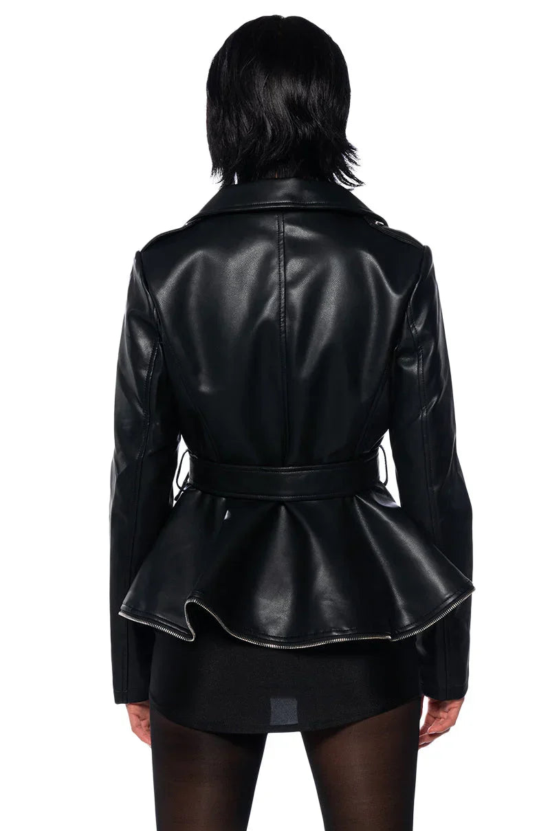 Zippy Hem Peplum Moto Jacket