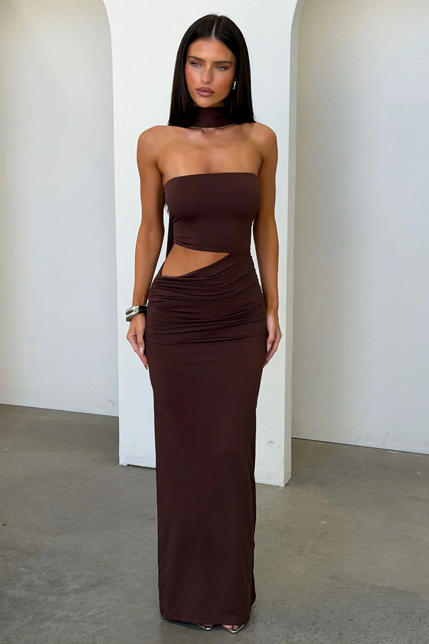 Forbes Strapless Maxi Dress - Brown