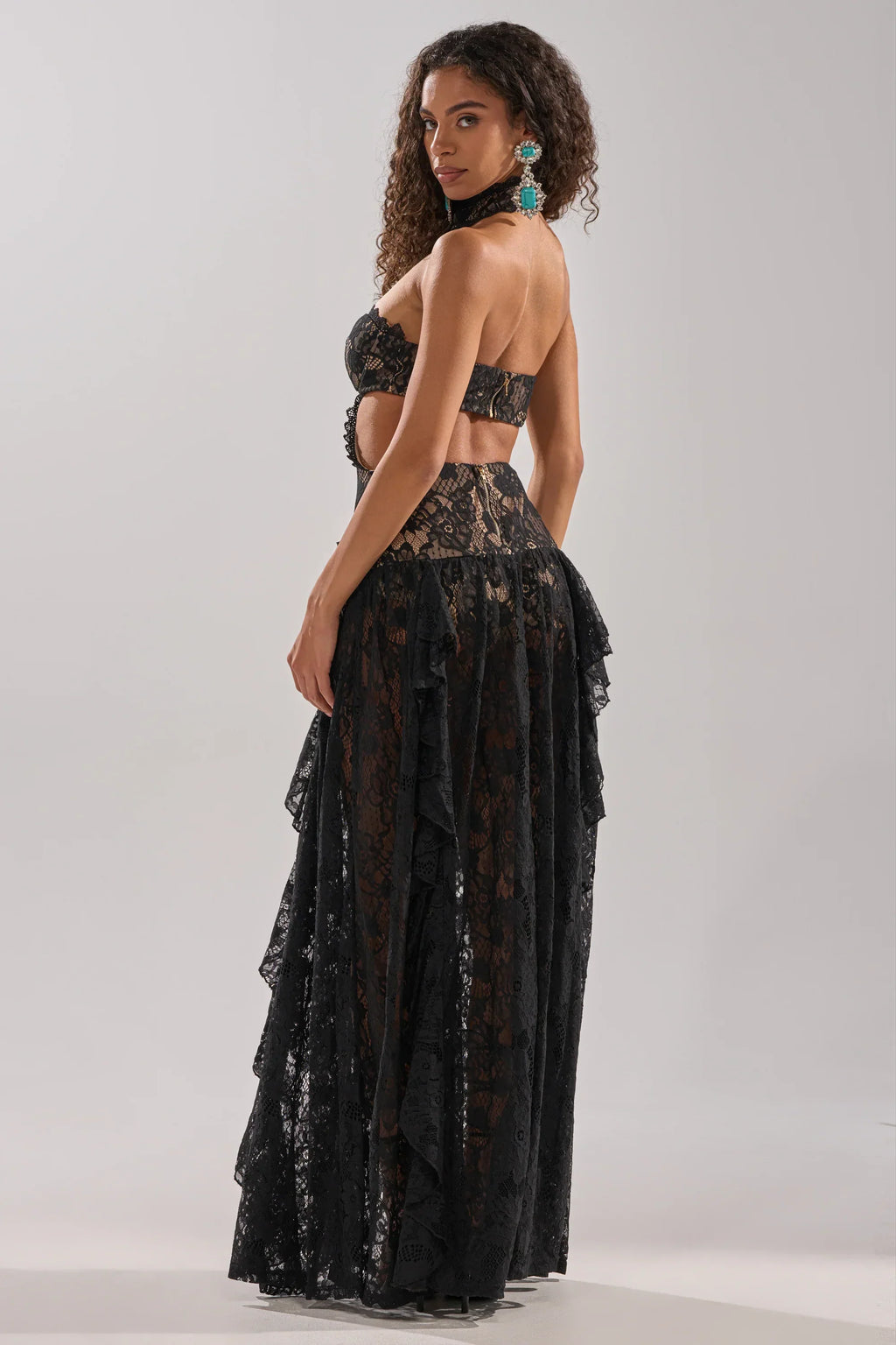 Kyla Lace Maxi Dress In Black