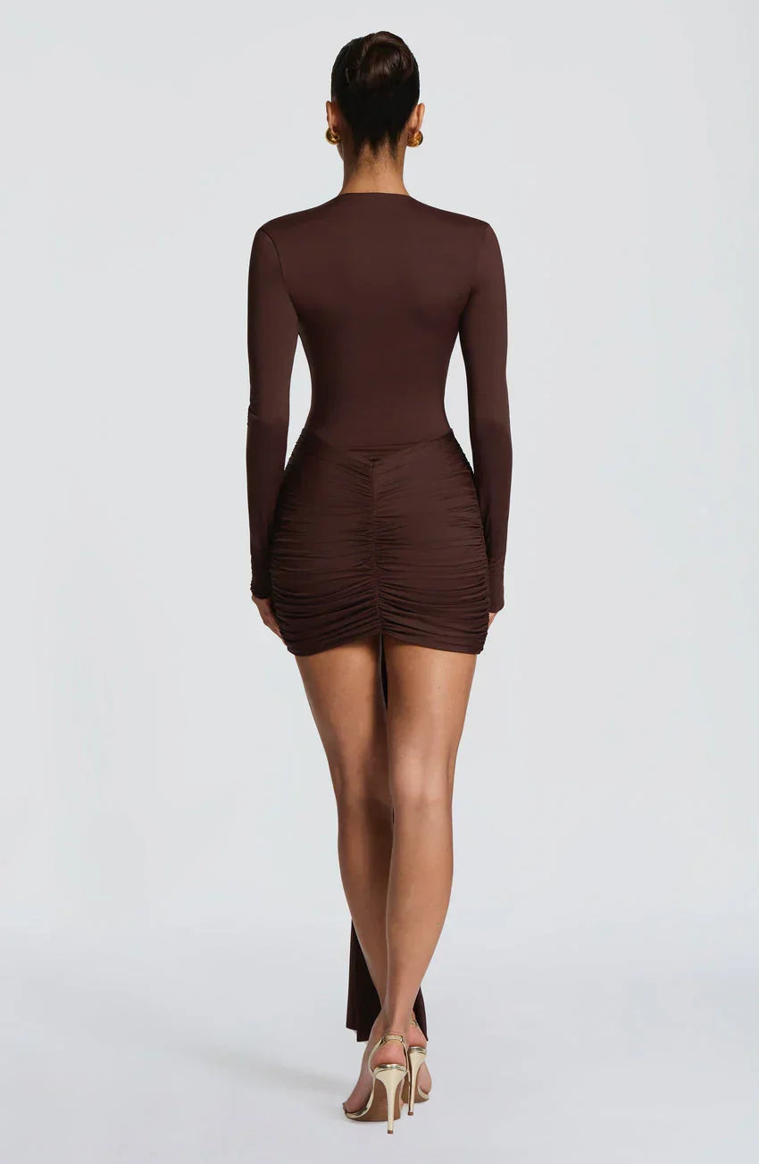 Tara Mini Dress - Plum Brown