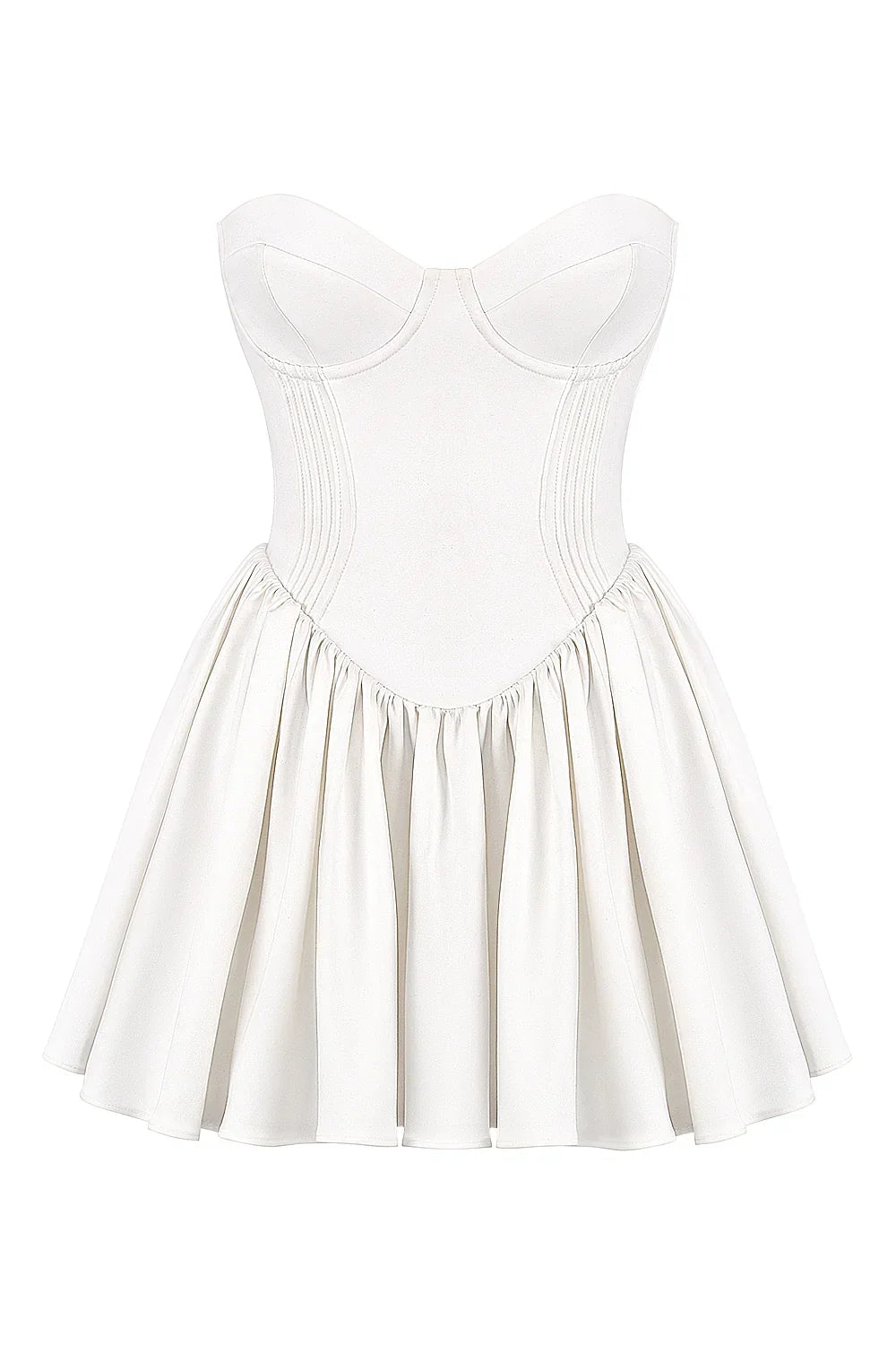 Katherine-White Strapless Corset Mini Dress