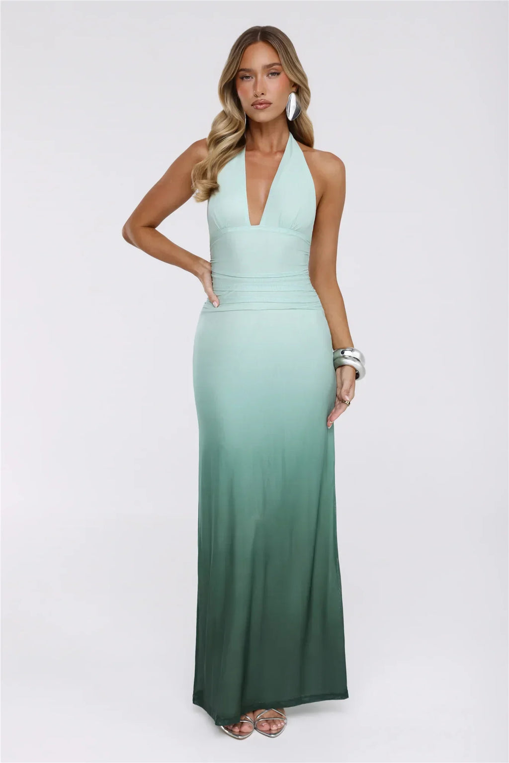 Pretty Feels Right Halter Mesh Maxi Dress Green