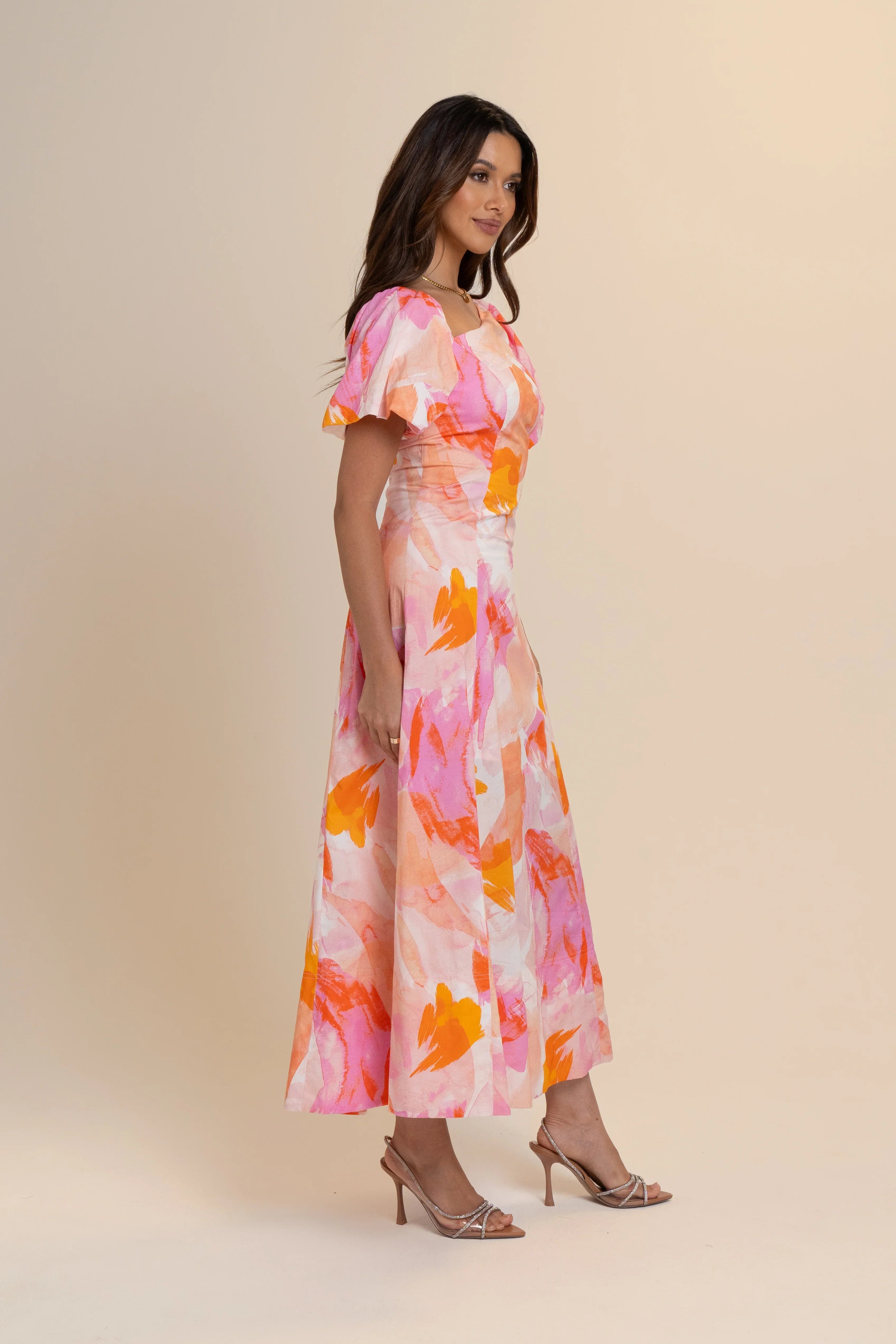 Jessica Drop Shoulder Puff Sleeve Midi Dress